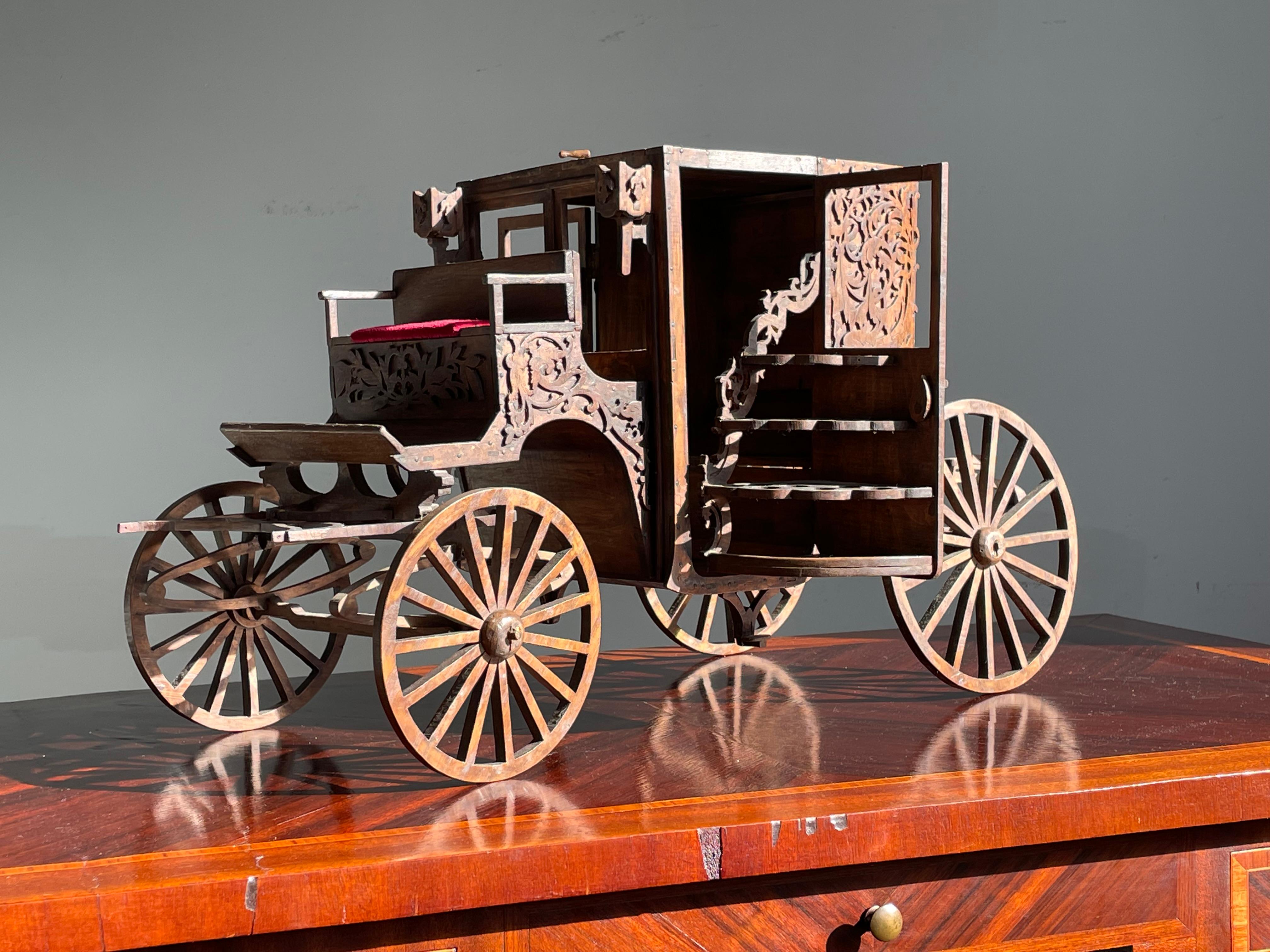Antike große und seltene, späten 1800er Hand Crafted hölzernen Wagen Neuheit Zigarrenkiste im Angebot 10
