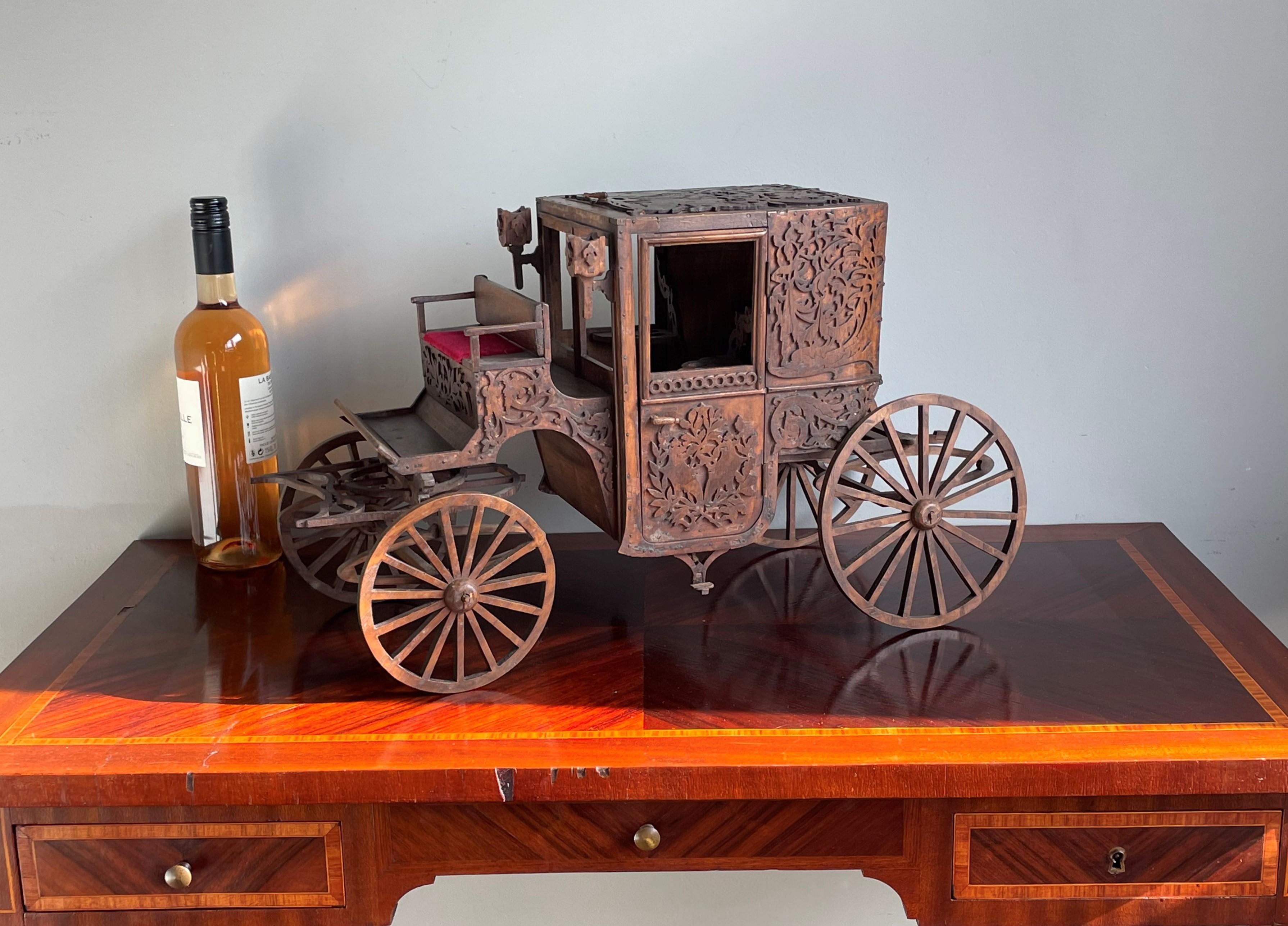 Antike große und seltene, späten 1800er Hand Crafted hölzernen Wagen Neuheit Zigarrenkiste (Europäisch) im Angebot