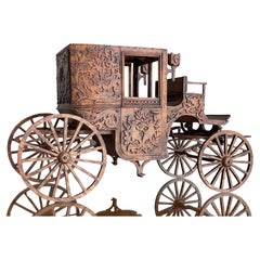 Antike große und seltene, späten 1800er Hand Crafted hölzernen Wagen Neuheit Zigarrenkiste