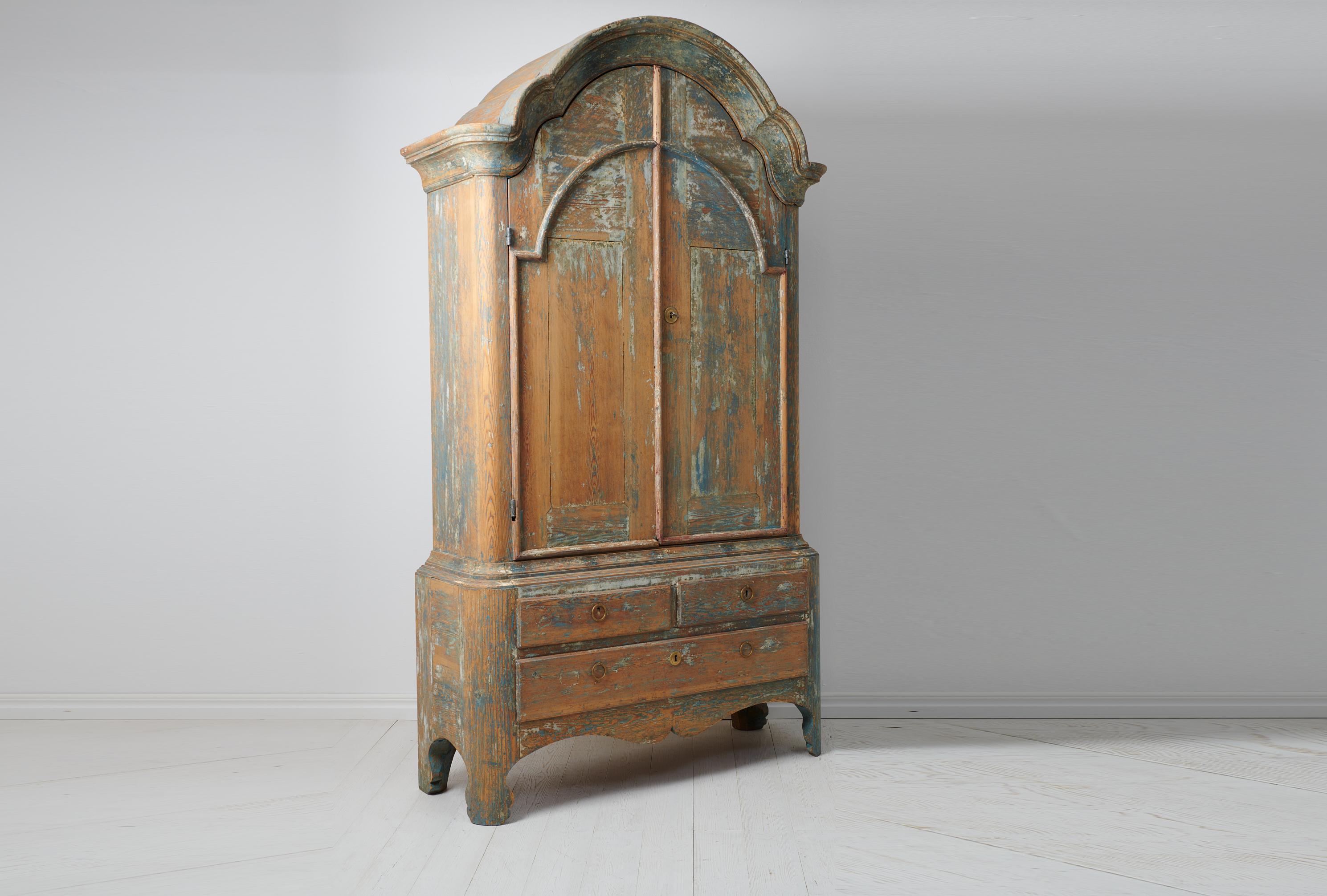 Pine Antique Large Rare Northern Swedish Rococo Cabinet