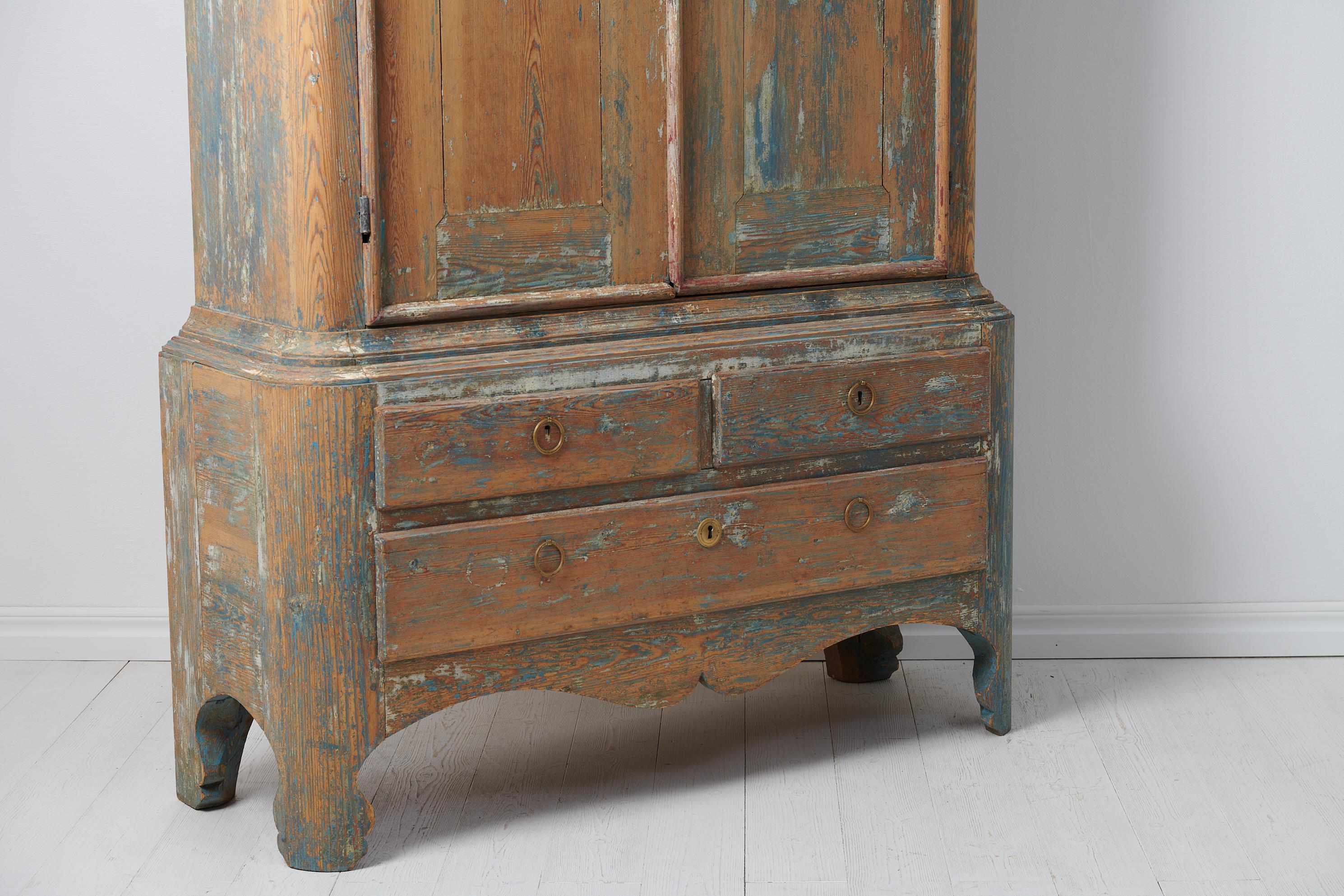 Antique Large Rare Northern Swedish Rococo Cabinet 1