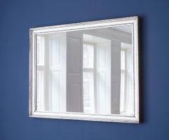 Antique Large Rectangular Mirror with Silver Frame, France, Early 19th Century