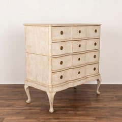 Antique Large Rococo Oak Chest of Drawers Painted White