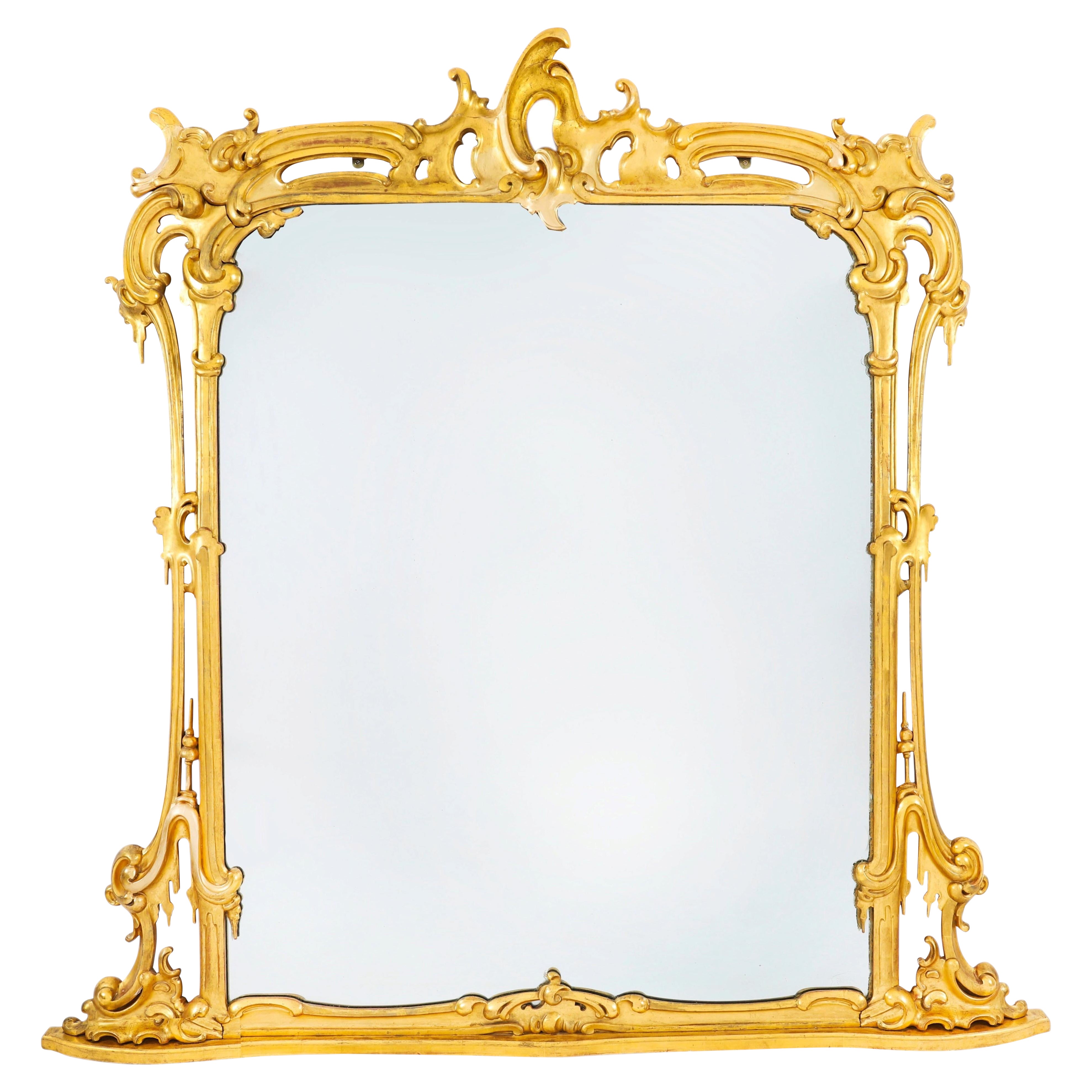 Antique Large Rococo Revival Giltwood Wall Mirror c.1850 205x206cm XIX secolo