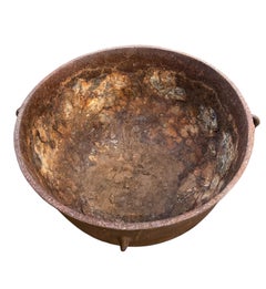 Antique Large Round Cast Iron Kettle Cauldron Pot Fire Pit 17"