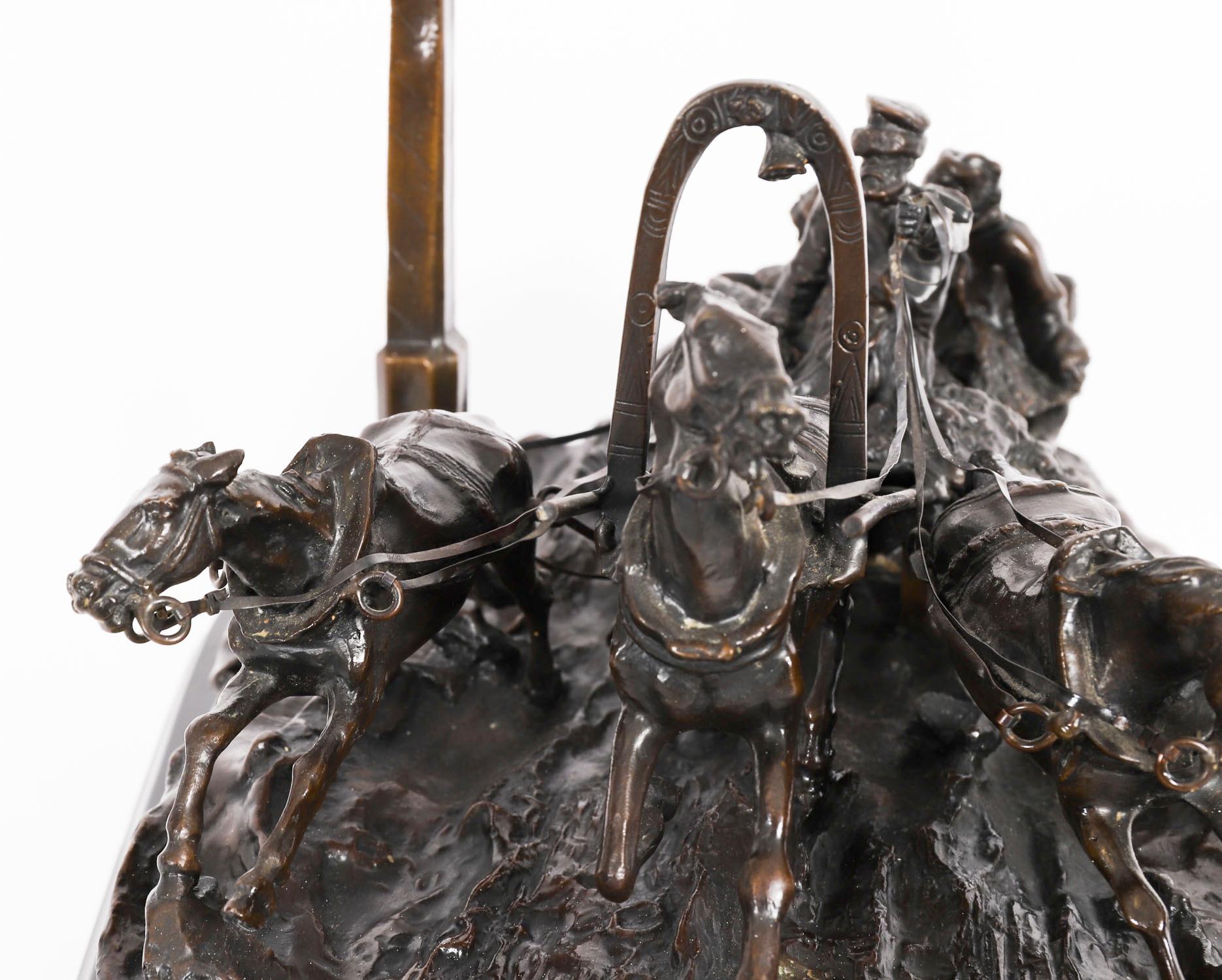 Antique Large Russian Bronze Troika Sculpture Vasily Grachev 20th Century For Sale 8