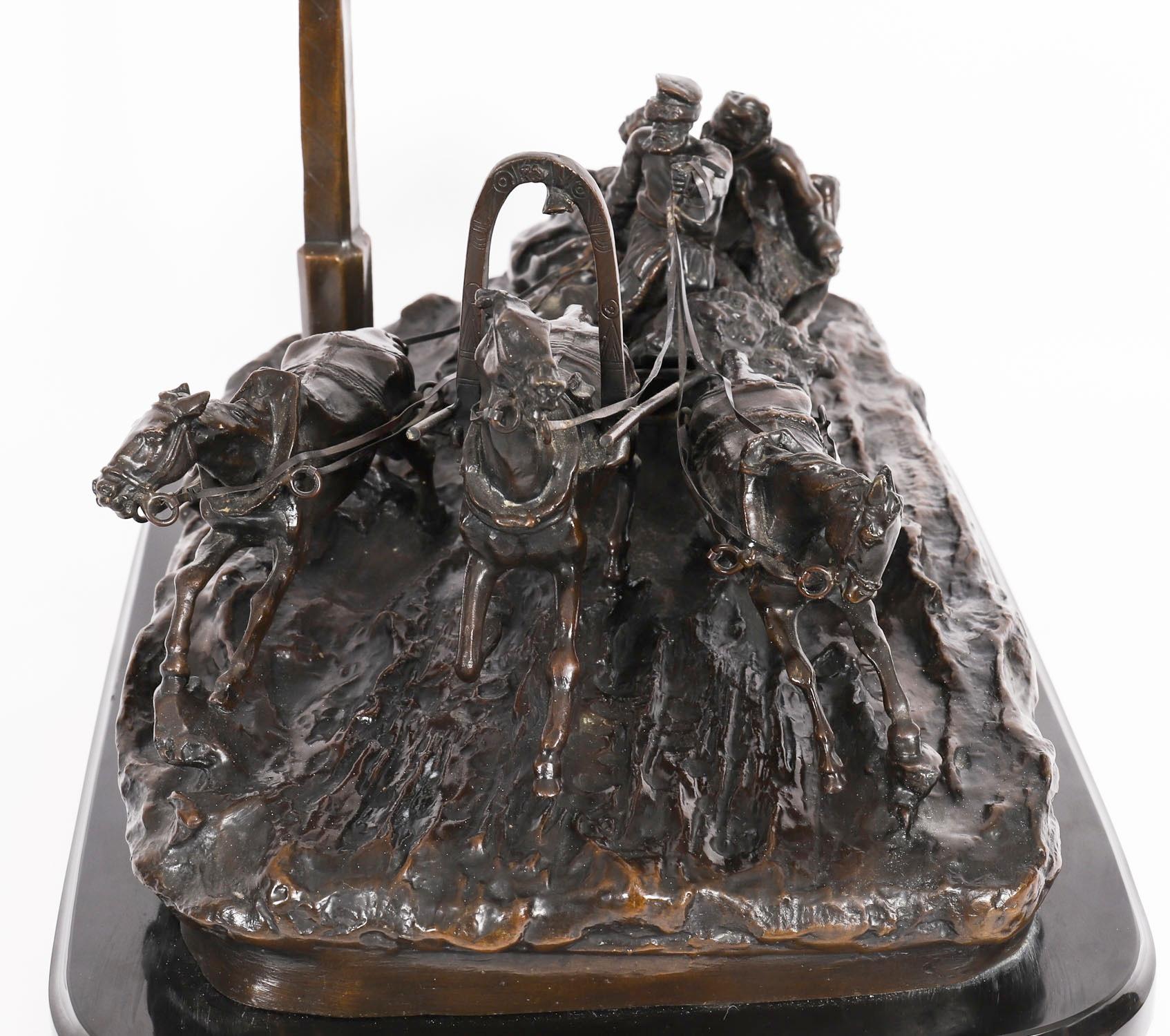 Antique Large Russian Bronze Troika Sculpture Vasily Grachev 20th Century For Sale 9