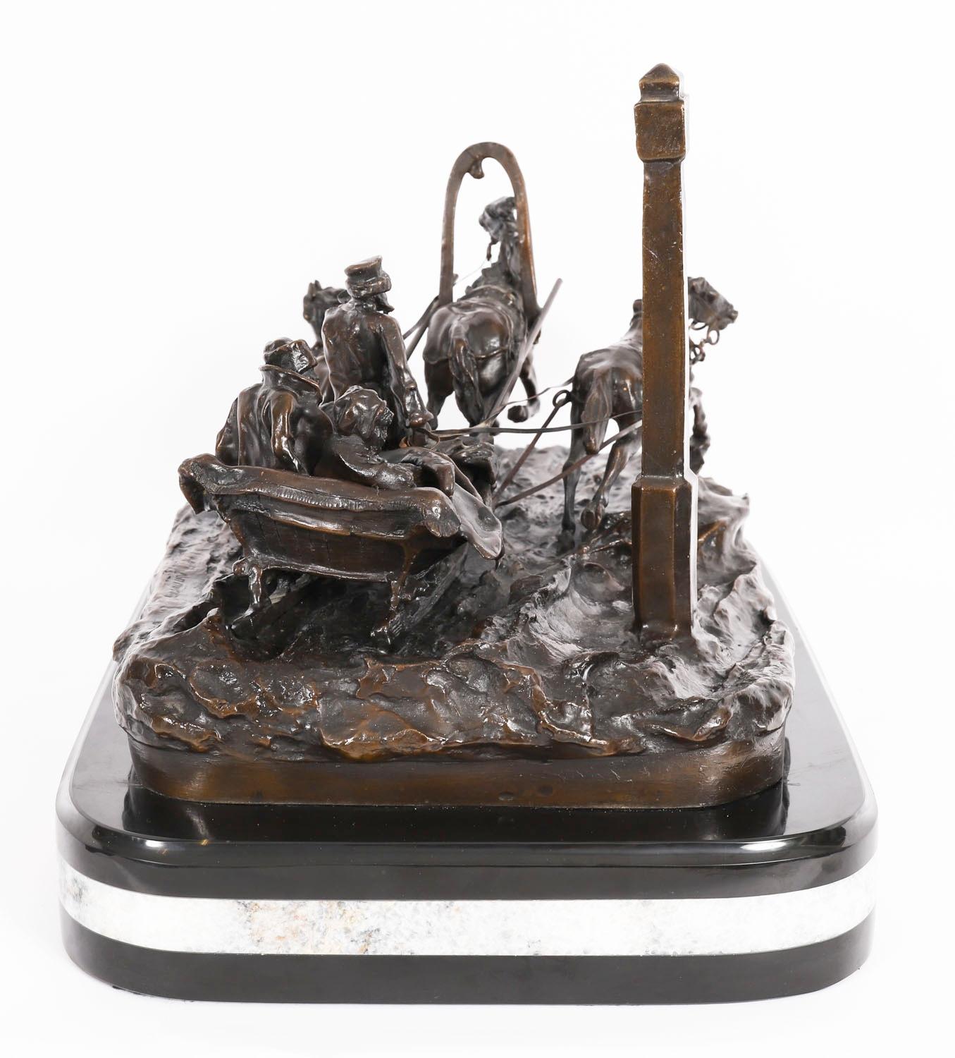 Antique Large Russian Bronze Troika Sculpture Vasily Grachev 20th Century For Sale 12