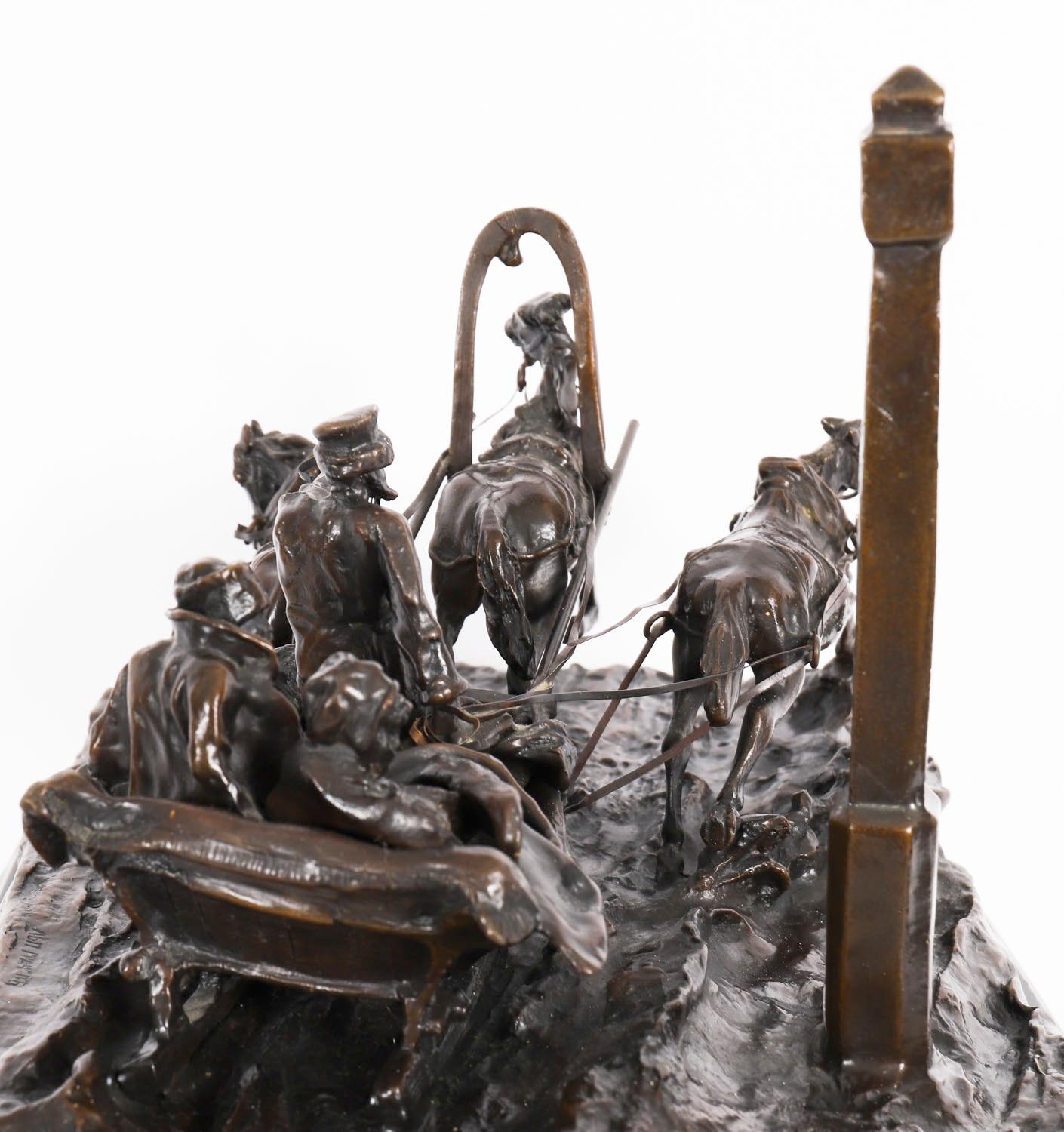 Antique Large Russian Bronze Troika Sculpture Vasily Grachev 20th Century For Sale 13