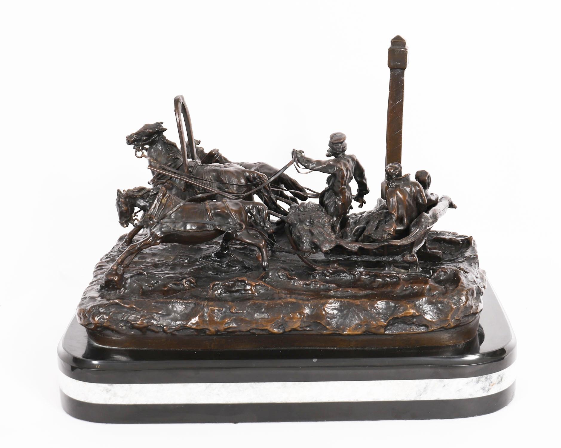 Antique Large Russian Bronze Troika Sculpture Vasily Grachev 20th Century For Sale 14