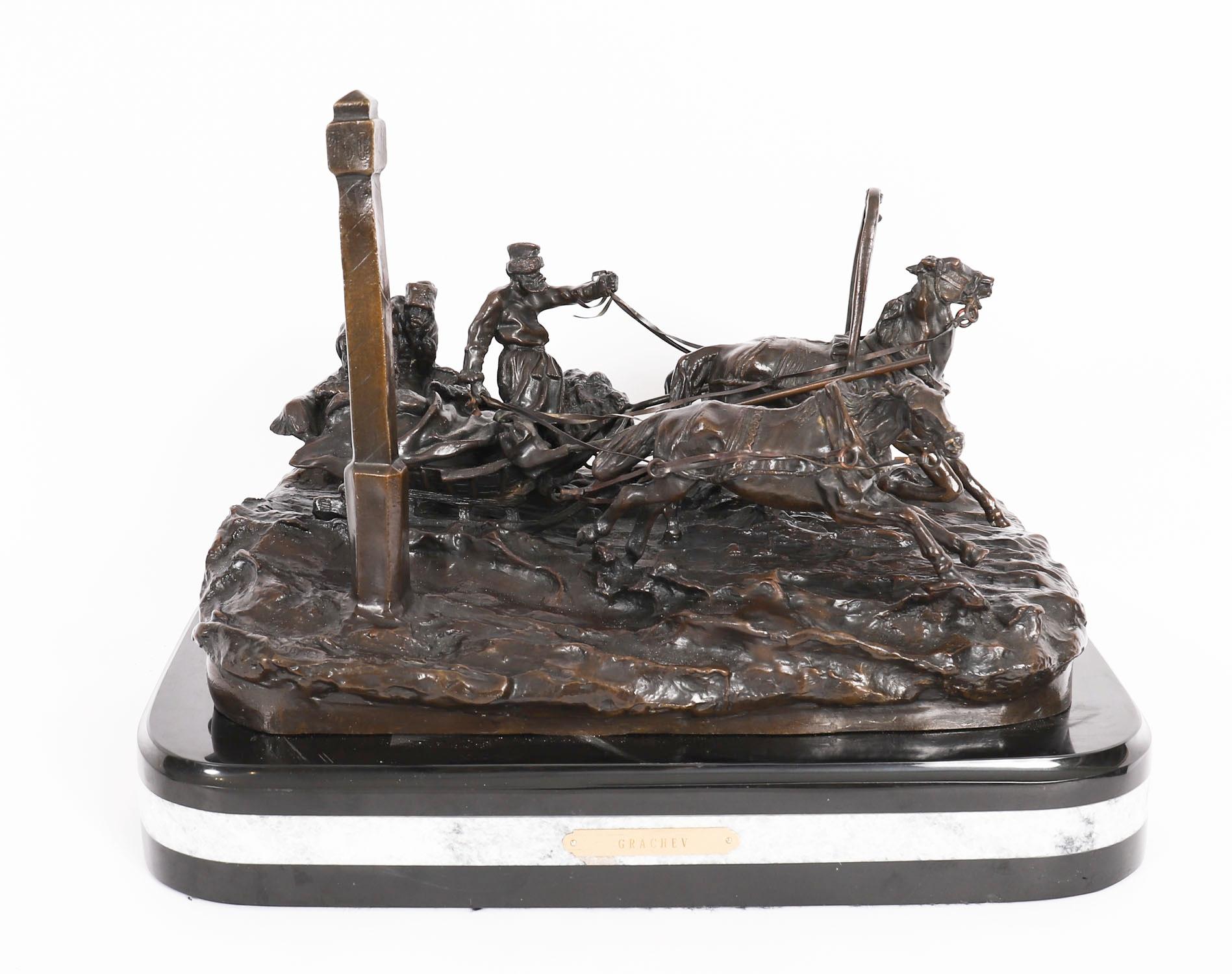 This is a truly magnificent antique Russian bronze sculpture after Vasily Grachev ( 1831-1905 ) titled 
