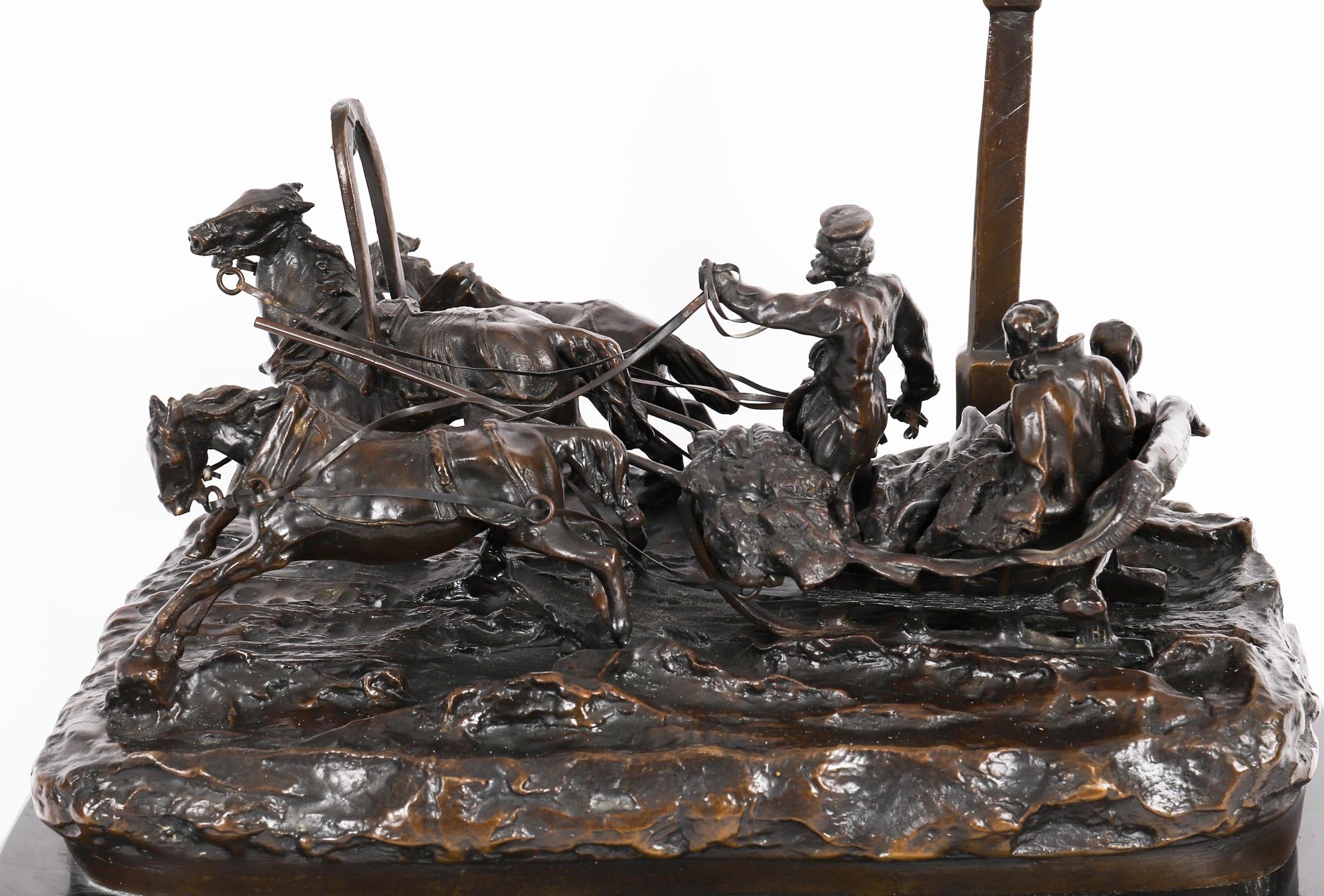 Antique Large Russian Bronze Troika Sculpture Vasily Grachev 20th Century For Sale 5