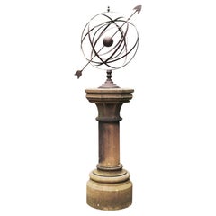 Ancien Sundial de jardin à grande échelle d'armillaire