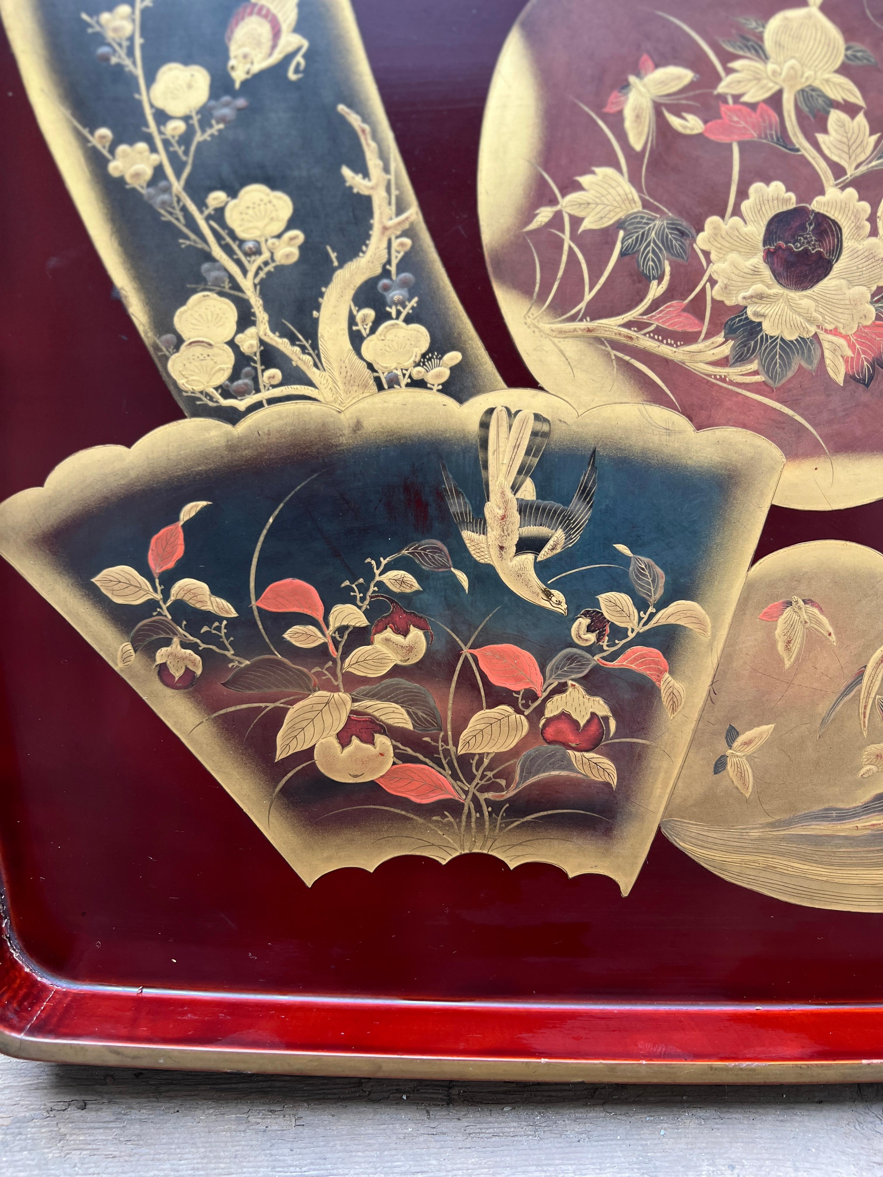 Antike Large Scale Japanisch Lack & vergoldet dekoriert Tablett im Angebot 1