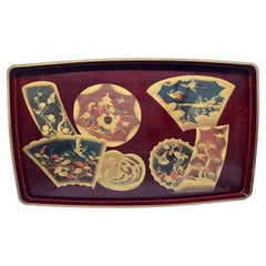 Antique plateau japonais laqué et décoré de dorures