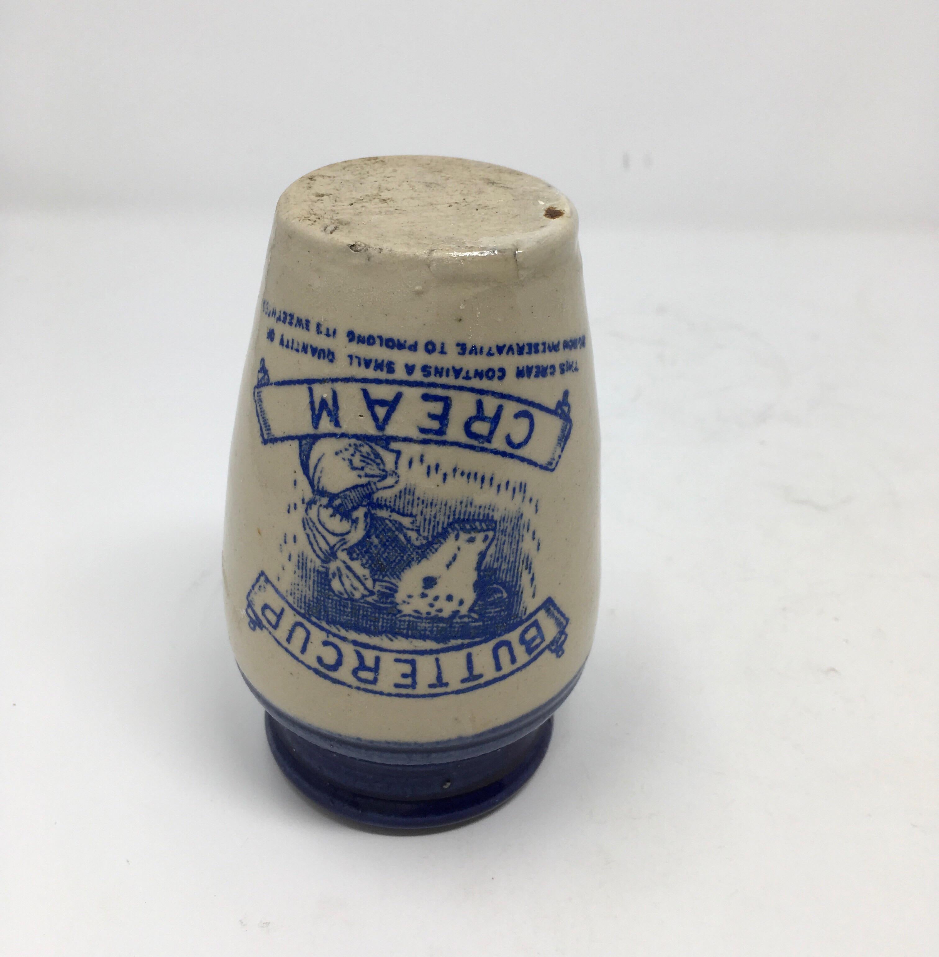 20th Century Antique Large Scottish Buttercup Cream Stoneware Advertising Pot