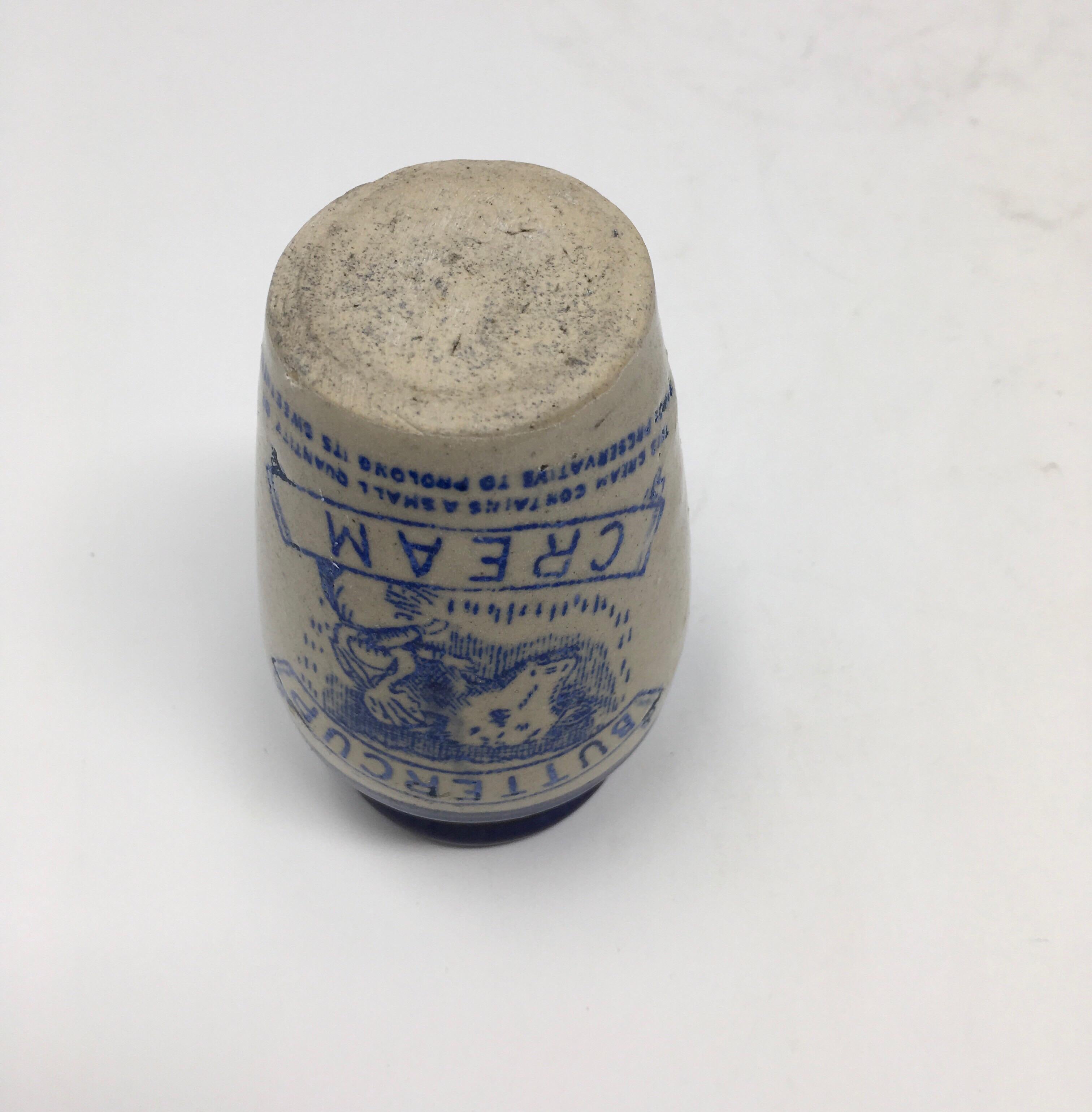 Antique Large Scottish Buttercup Cream Stoneware Advertising Pot In Good Condition In Houston, TX