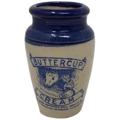 Antique Large Scottish Buttercup Cream Stoneware Advertising Pot