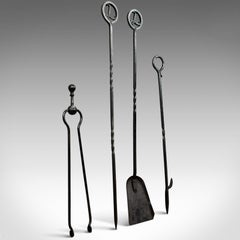 Antique Large Set of Fireside Companion Tools, Pokers, Tongs, Shovel, circa 1900