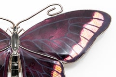 Antique Large Silver and Purple Enamel Butterfly Brooch