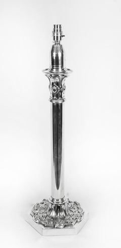 Antique Large Silver Plated Table Lamp by Palmer & Co 19th C