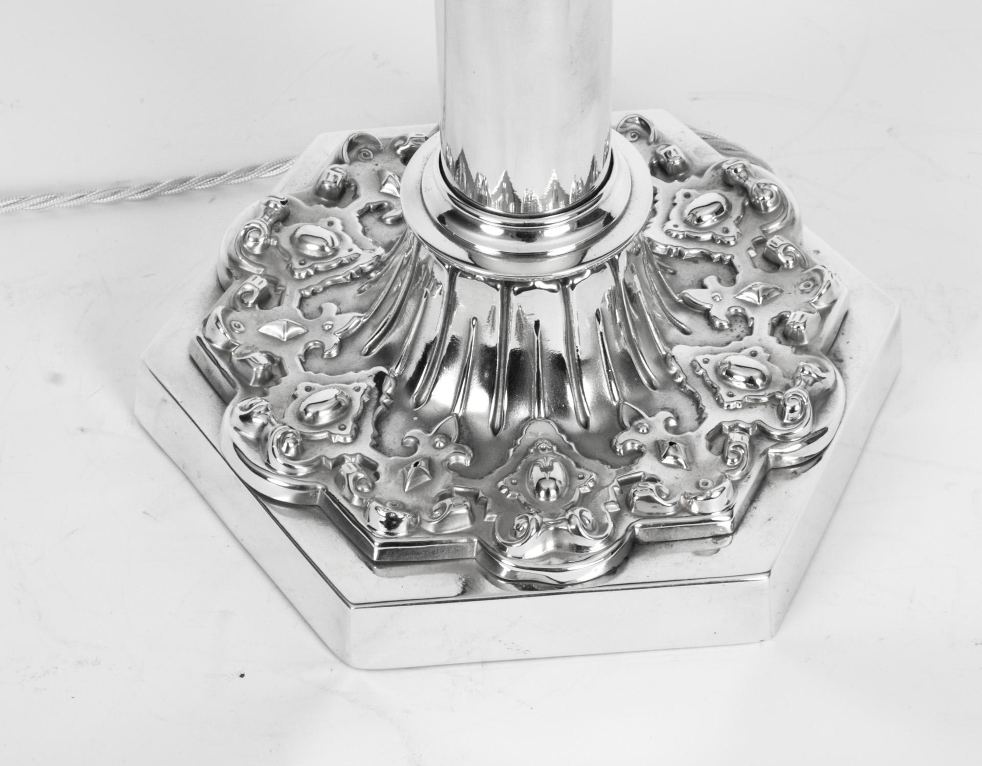 Antique Large Silver Plated Table Lamp by Palmer & Co 19th C For Sale 3