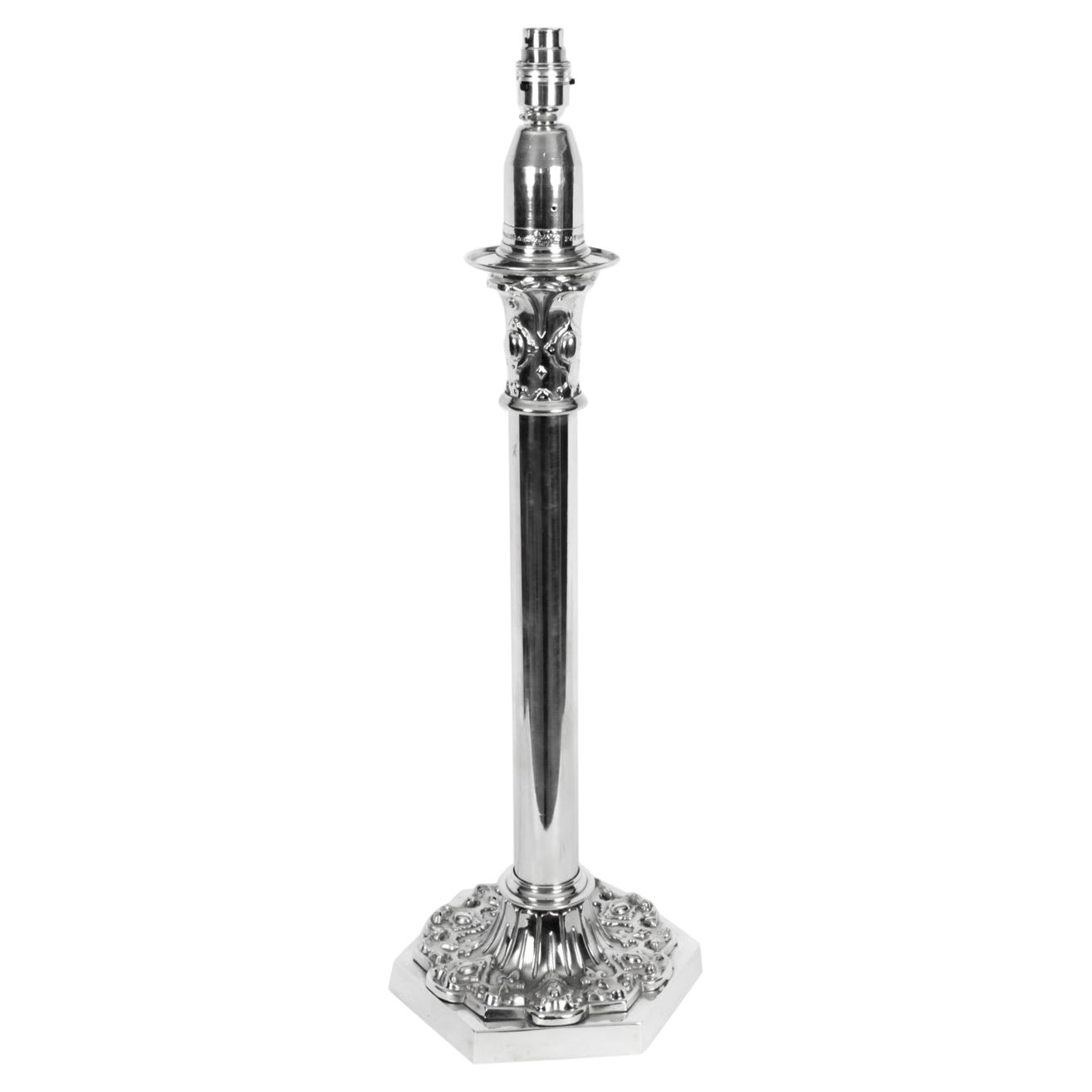 Antica grande lampada da tavolo placcata in argento di Palmer & Co del XIX secolo in vendita