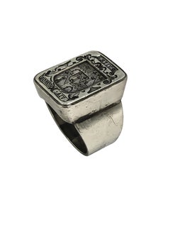 Antique Large Silver Signet Crest Ring