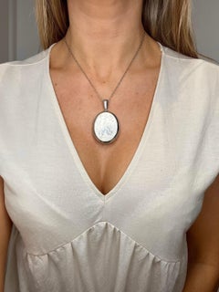 Antique Large Silver Victorian Floral Bird Locket