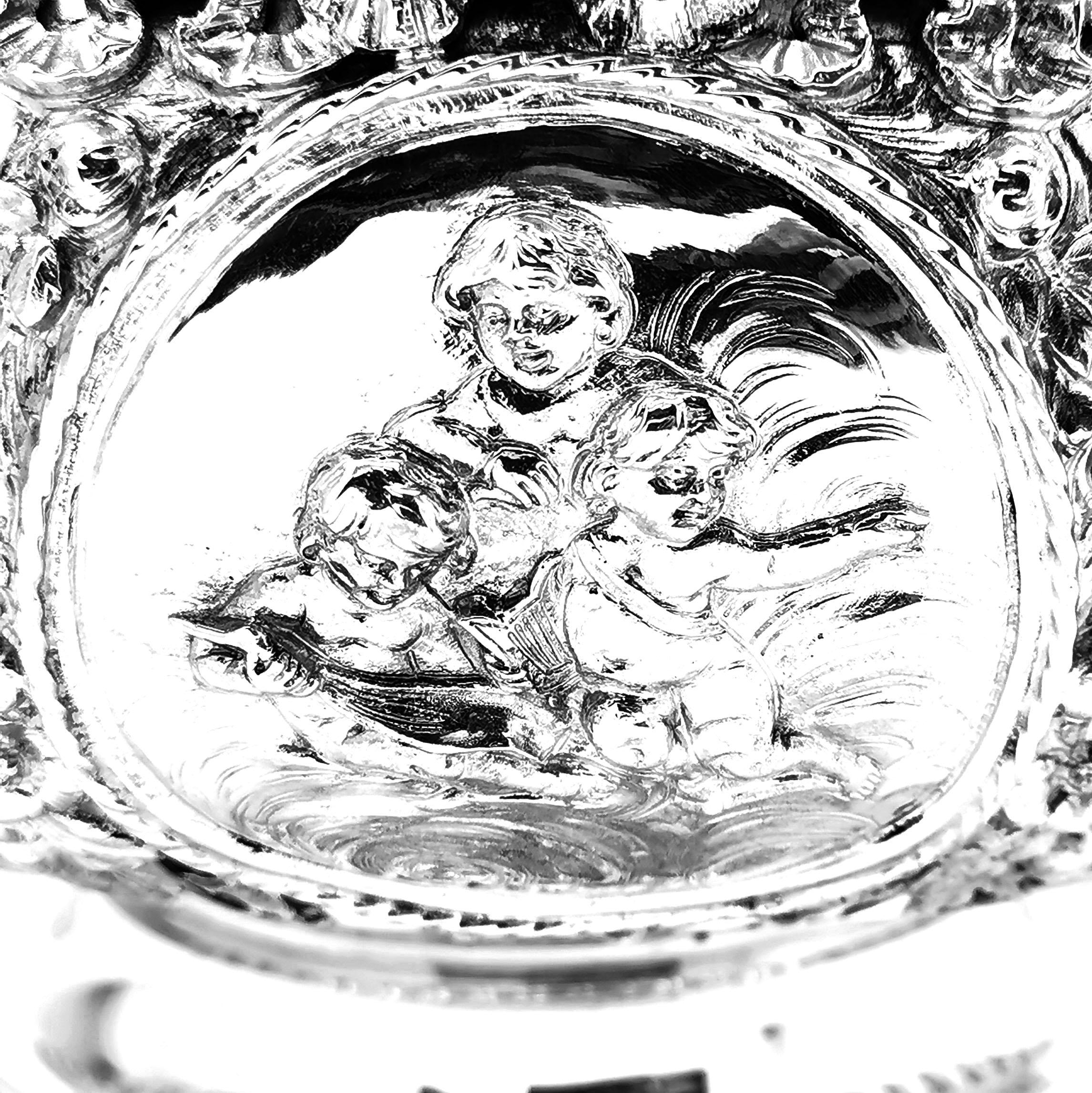 Antique Large Solid Silver and Glass Bowl Germany circa 1890 2