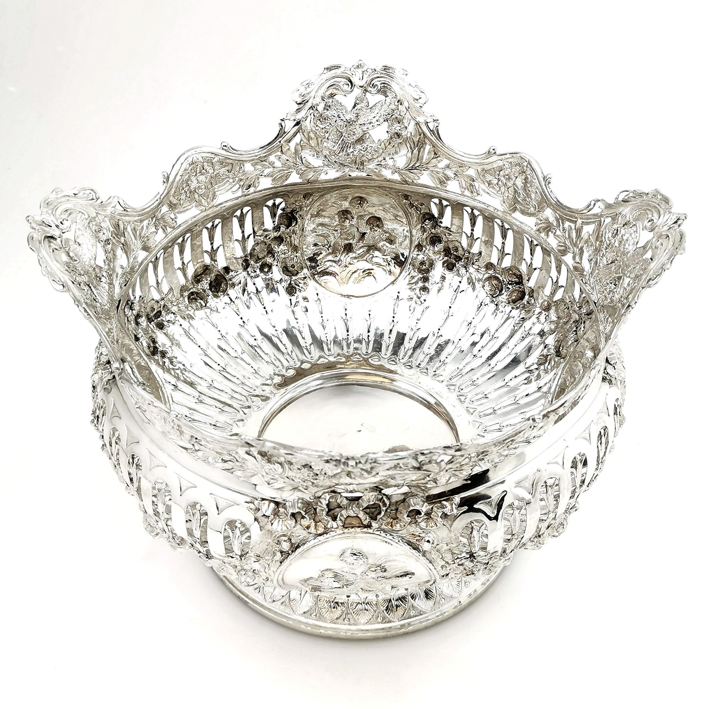 Antique Large Solid Silver and Glass Bowl Germany circa 1890 5