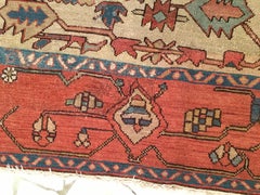 Antique Large Square Size Heriz Serapi Rug with Pastel Colours