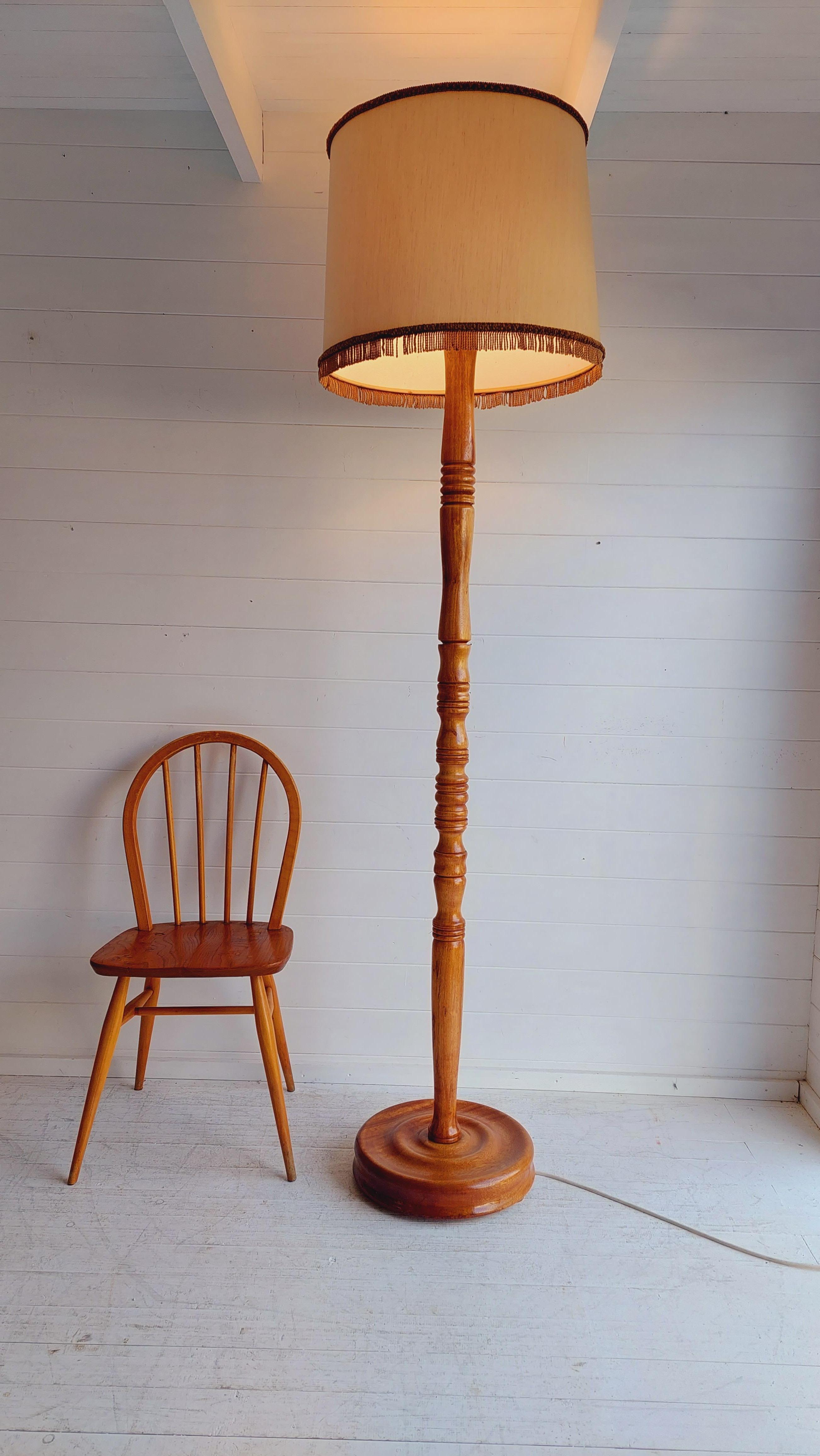 vintage wood floor lamp