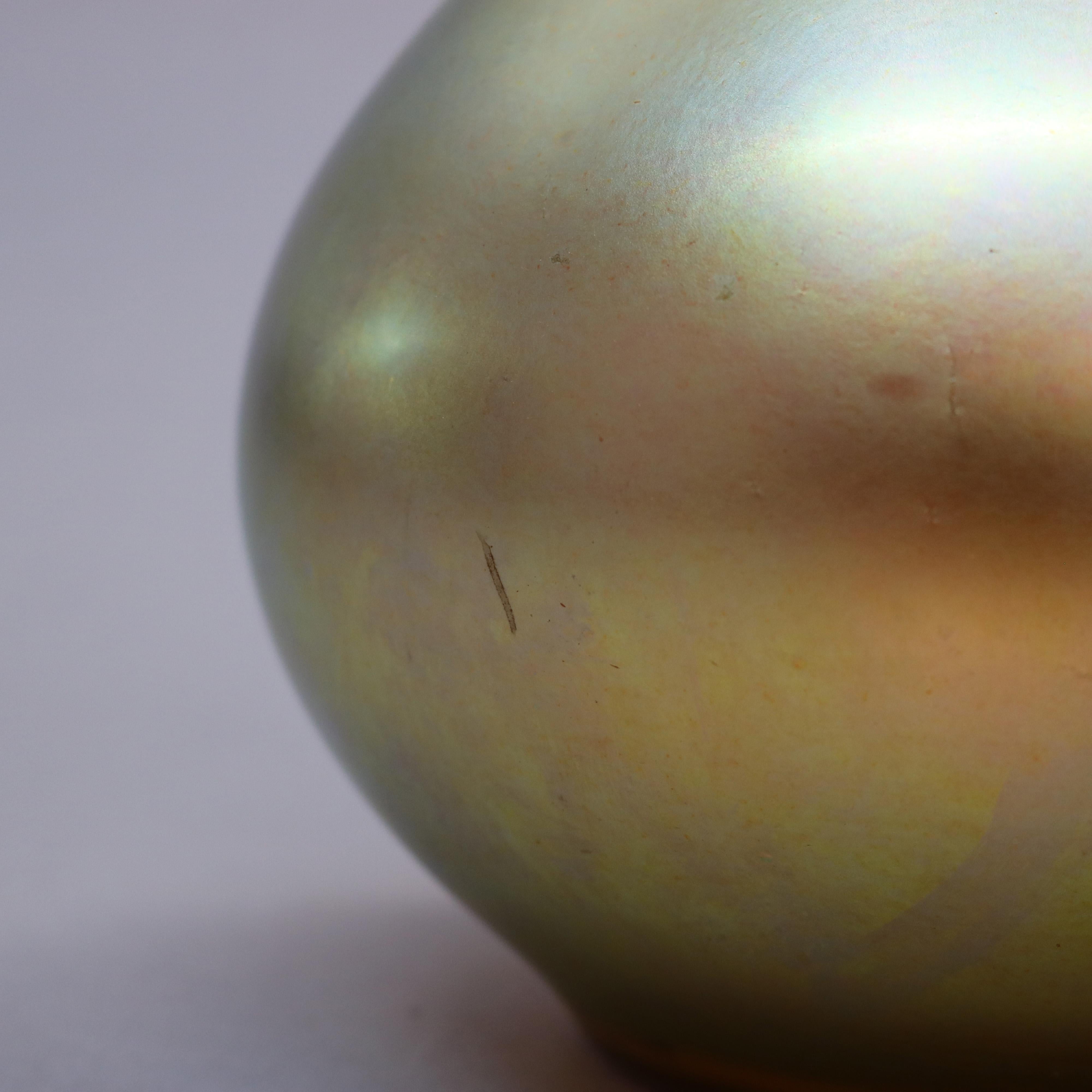 Antique Large Steuben Aurene Bulbous Art Glass Vase, Signed, c1920 2