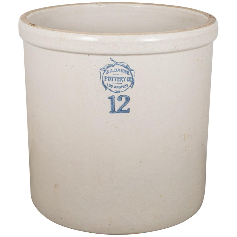 Antique Large Stoneware Bauer Pottery Crock 12, circa 19101930 at 1stDibs