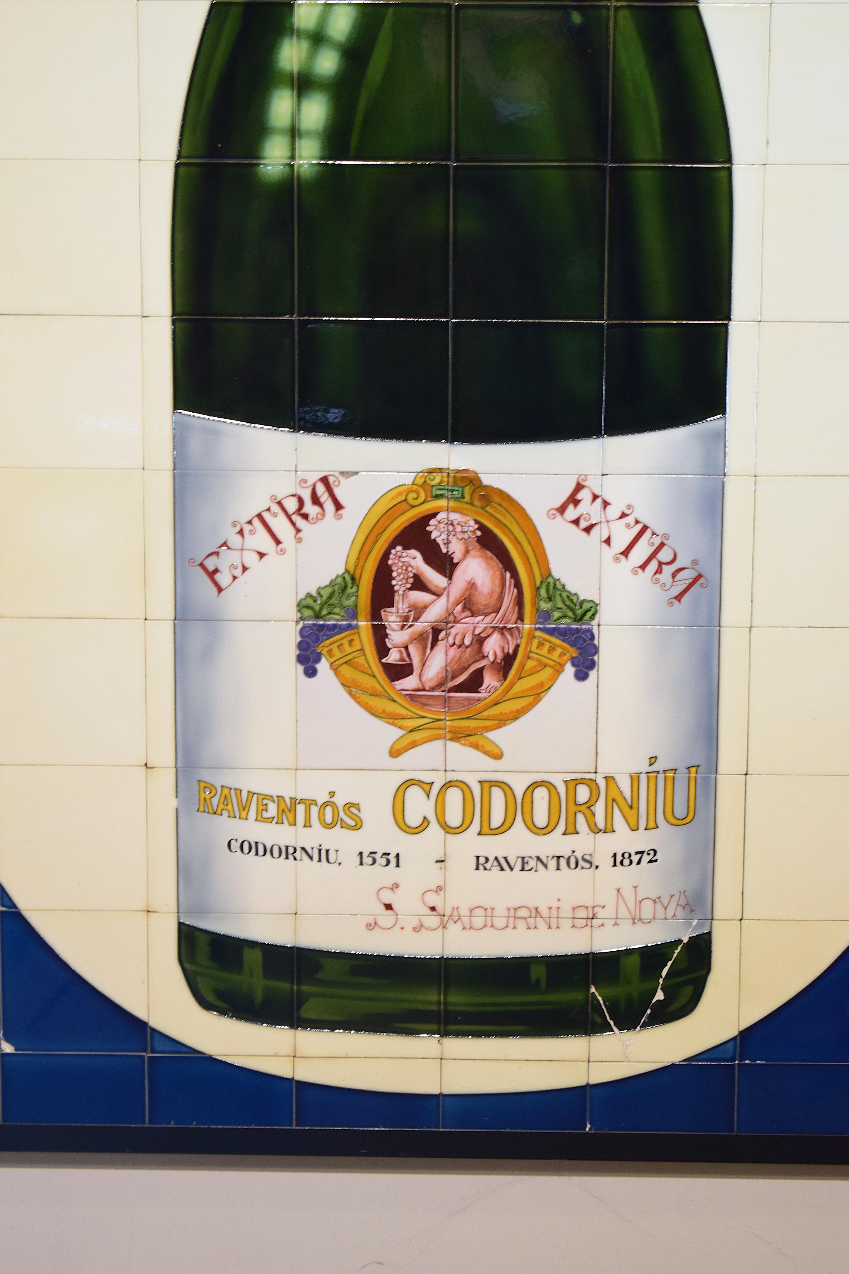 Spanish Antique Large Tiled Advertising Panel for Codorniu Cava, 1930s For Sale