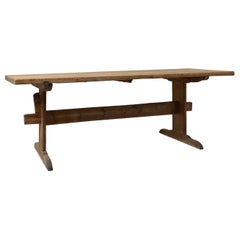 Antique Large Trestle Dining Table, Swedish Solid Pine with Genuine Patina