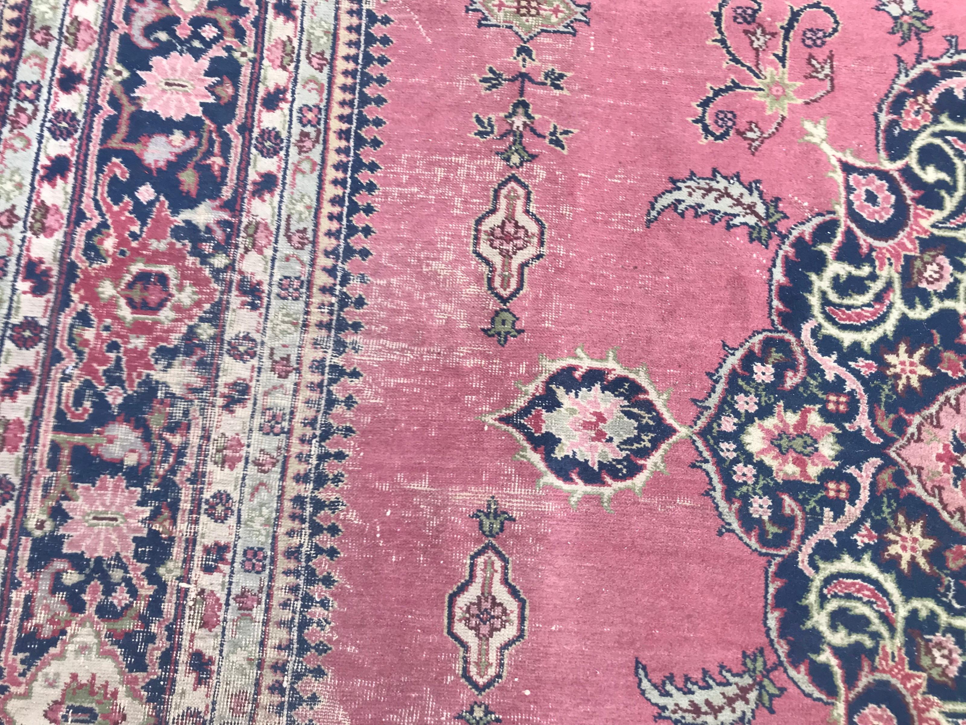 Bobyrug’s nice Antique Large Turkish Sparta Pink Field Rug For Sale 4