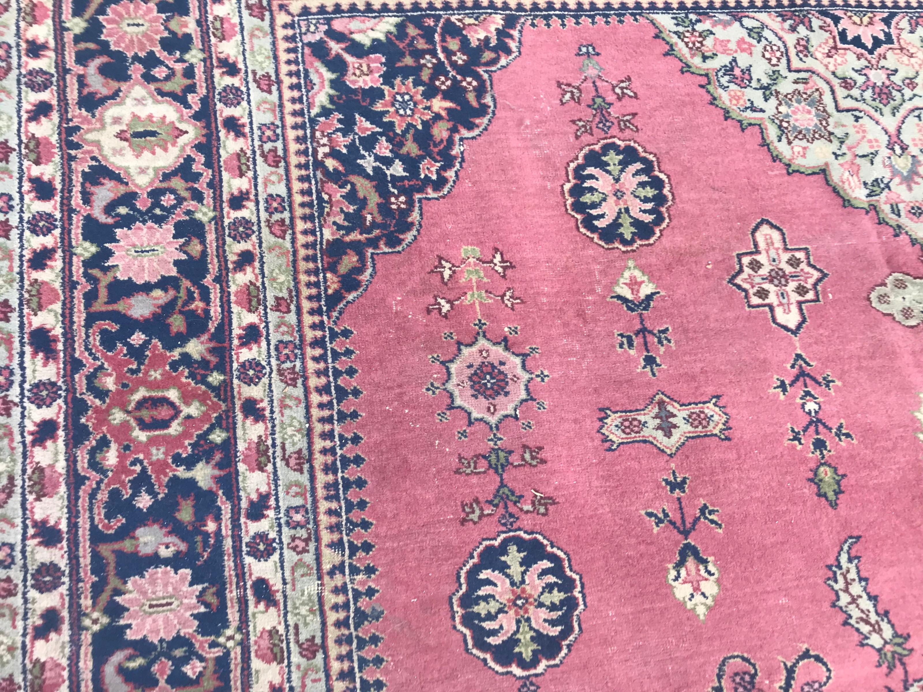 Bobyrug’s nice Antique Large Turkish Sparta Pink Field Rug For Sale 5