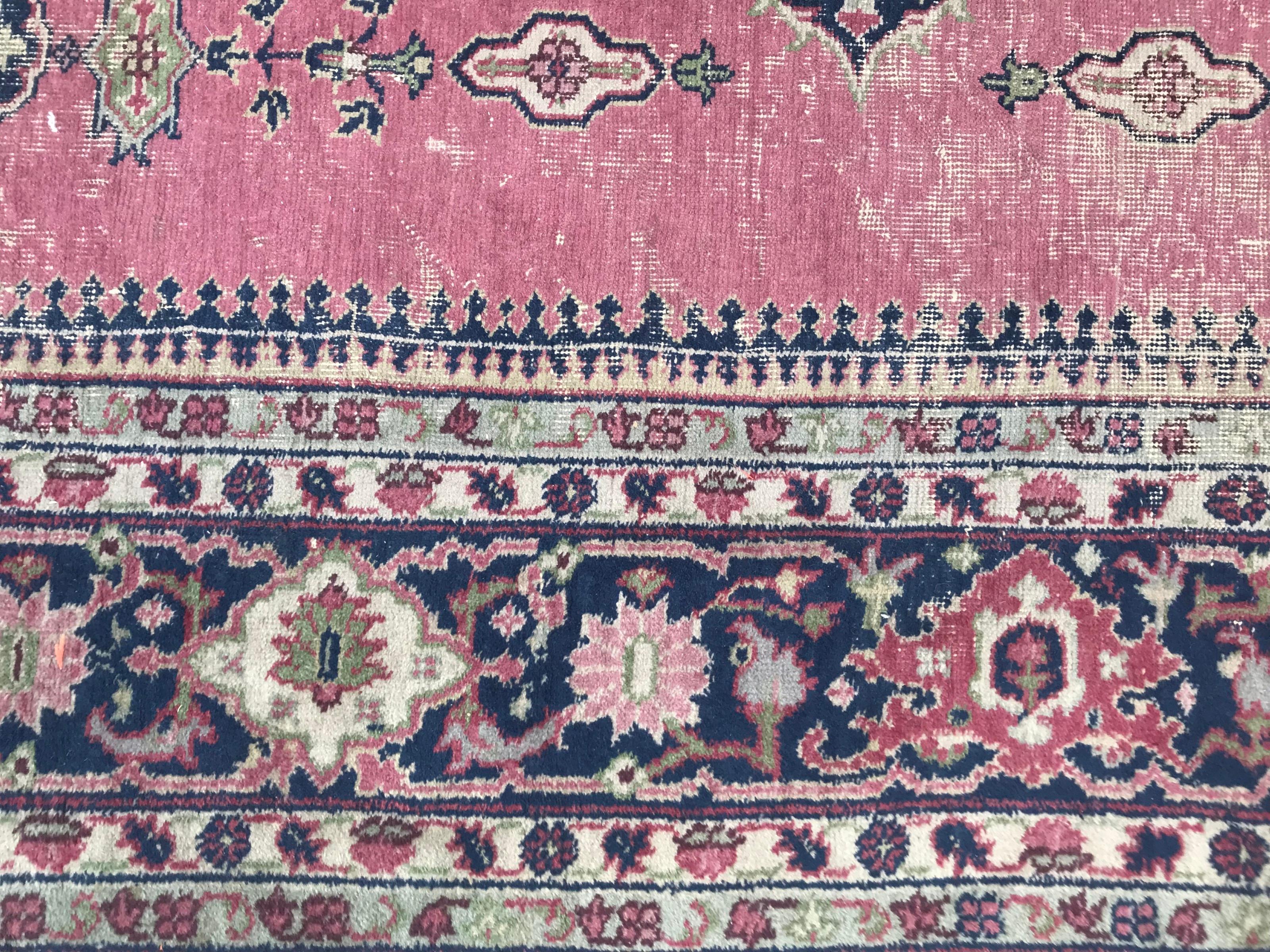 Antique Large Turkish Sparta Pink Field Rug 7