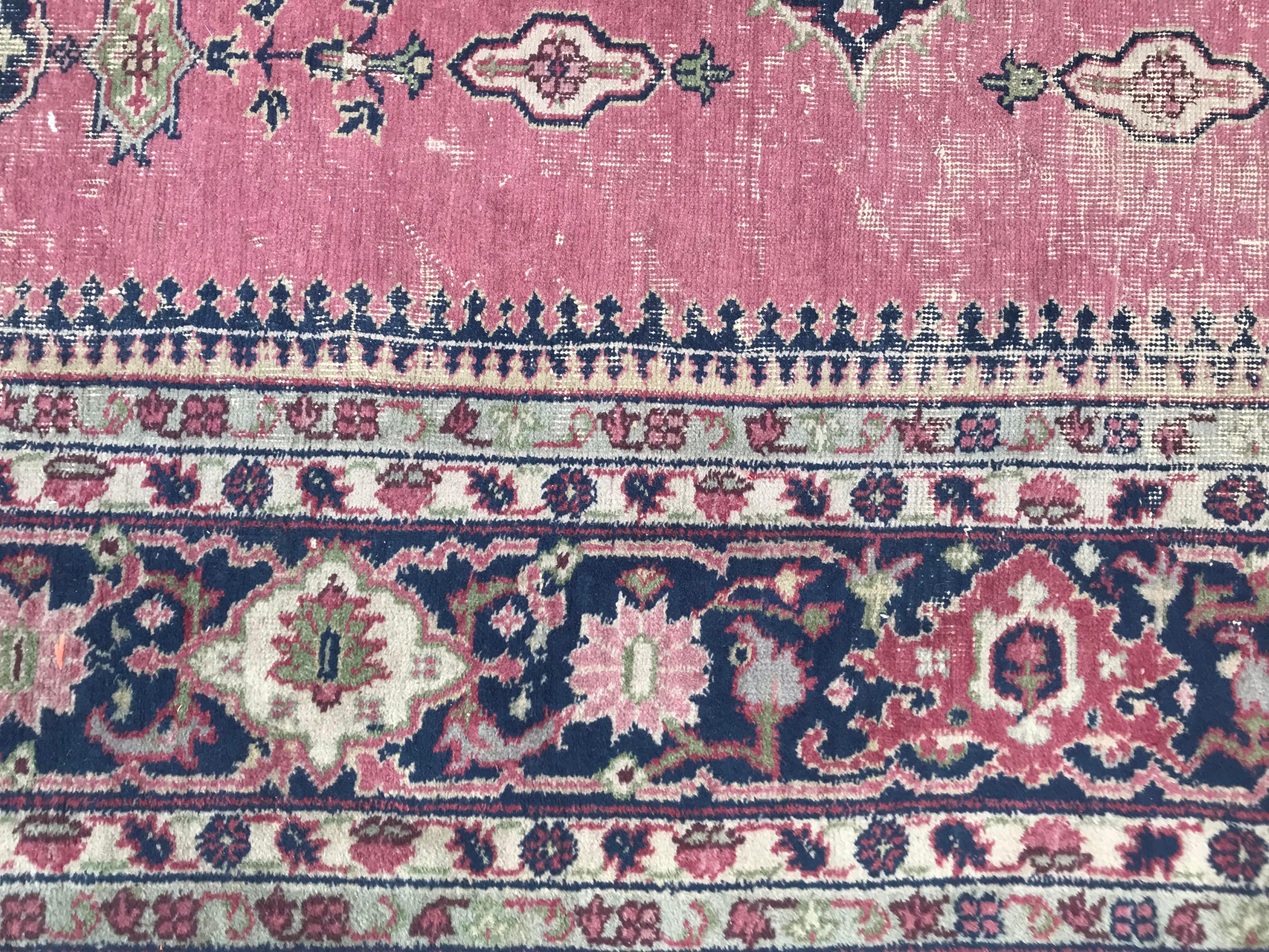 Bobyrug’s nice Antique Large Turkish Sparta Pink Field Rug For Sale 7