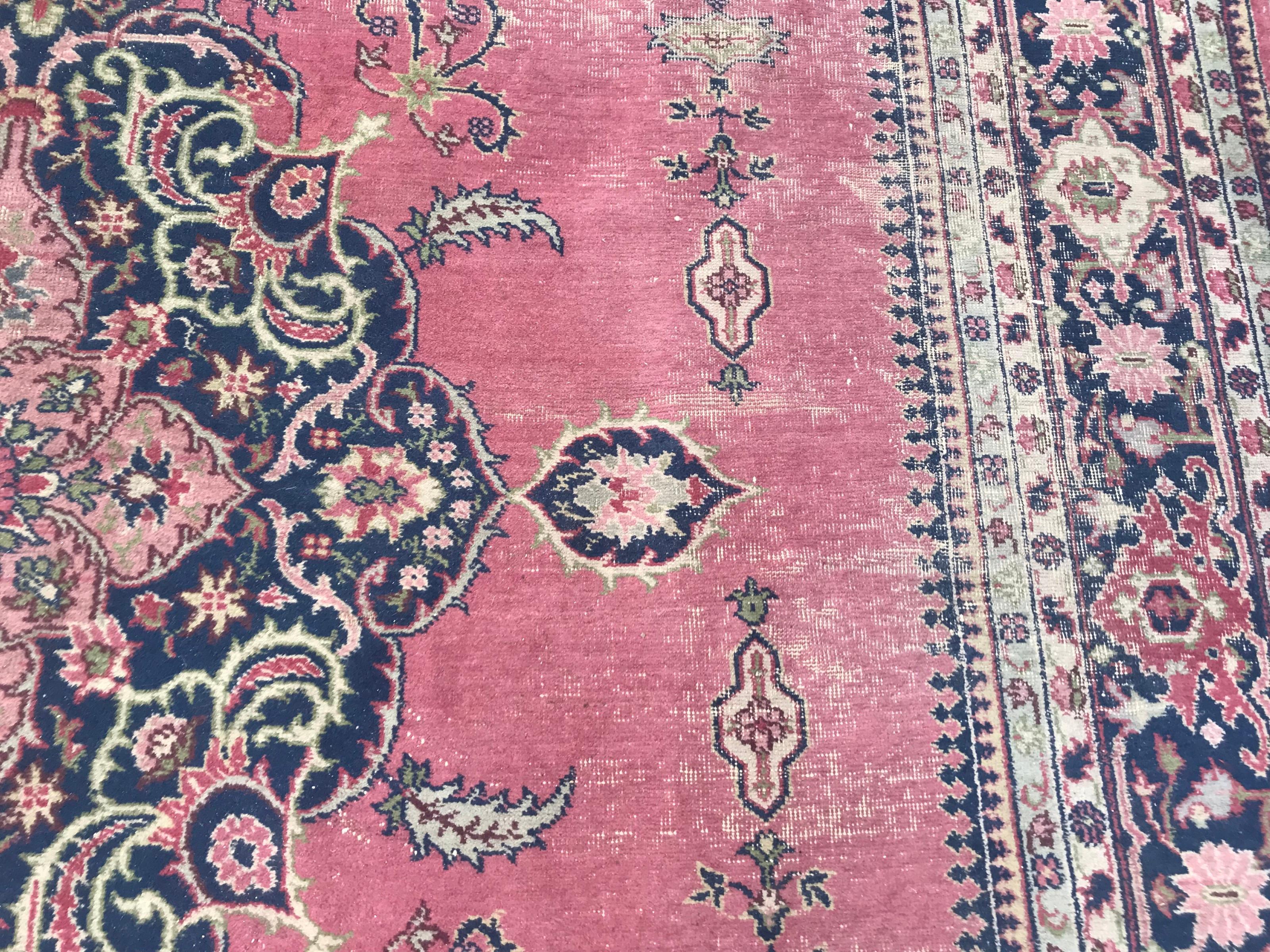 Bobyrug’s nice Antique Large Turkish Sparta Pink Field Rug For Sale 13