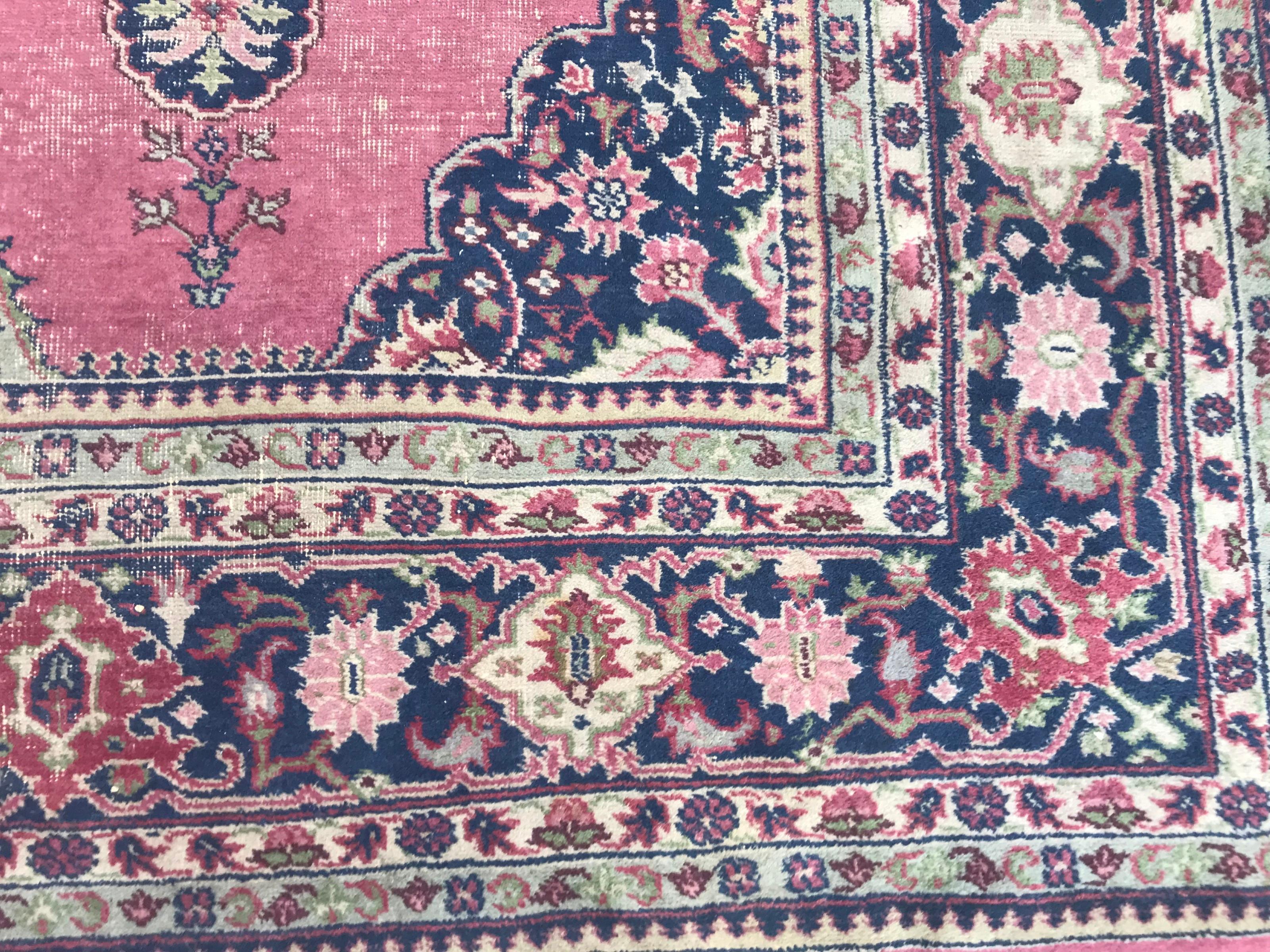 Wool Antique Large Turkish Sparta Pink Field Rug