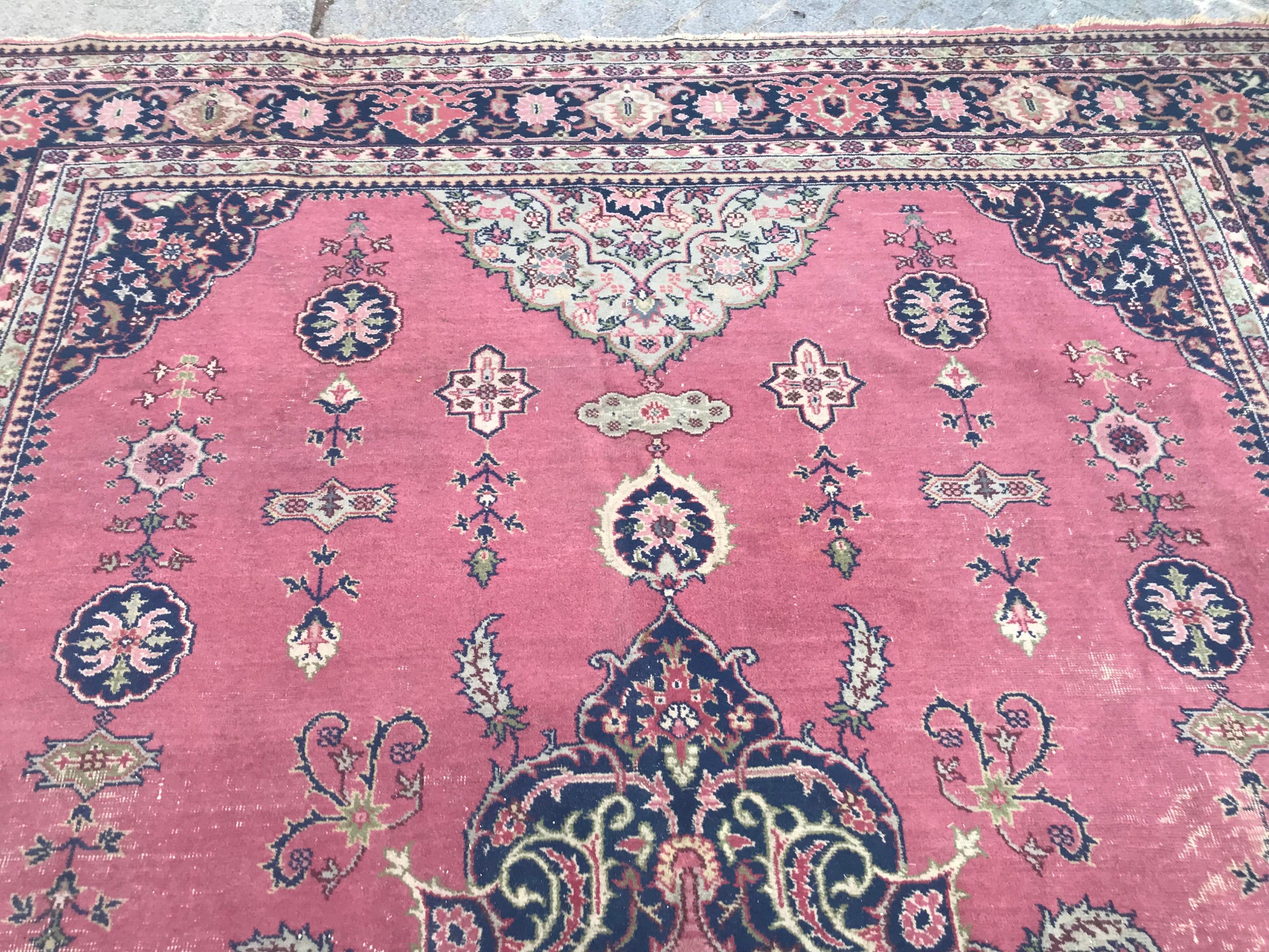 Bobyrug's schöne Antike Große Türkische Sparta Rosa Feldteppich im Angebot 2