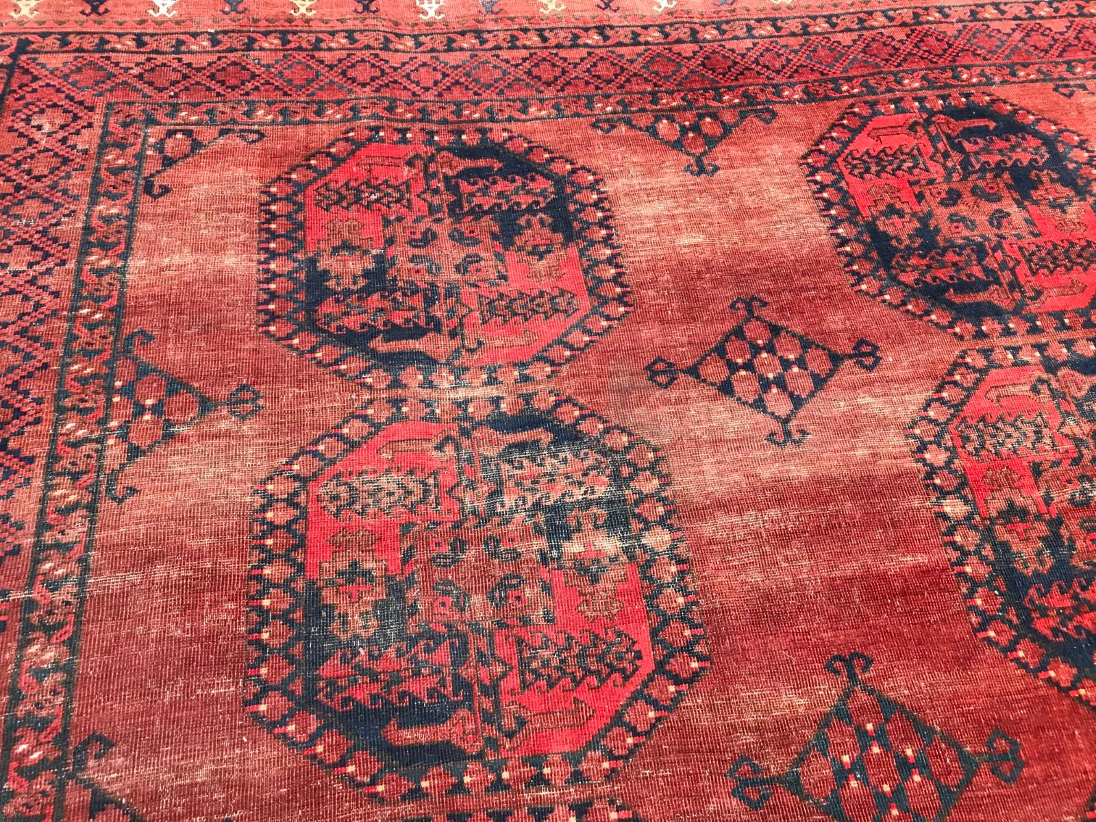 Wool Antique Large Turkmen Ersari Used Rug
