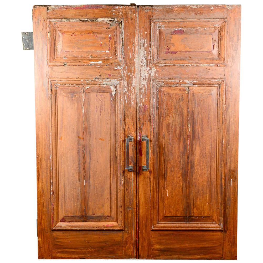 Antique Large Two Panel Oak Doors, 20th Century For Sale