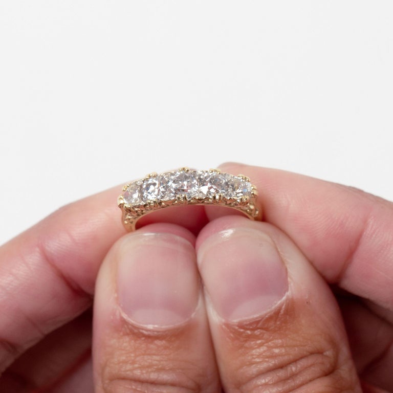 Antique, Large Victorian, 18 Carat Gold, Diamond FiveStone Engagement