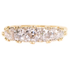 Antique, Large Victorian, 18 Carat Gold, Diamond Five-Stone Engagement Ring