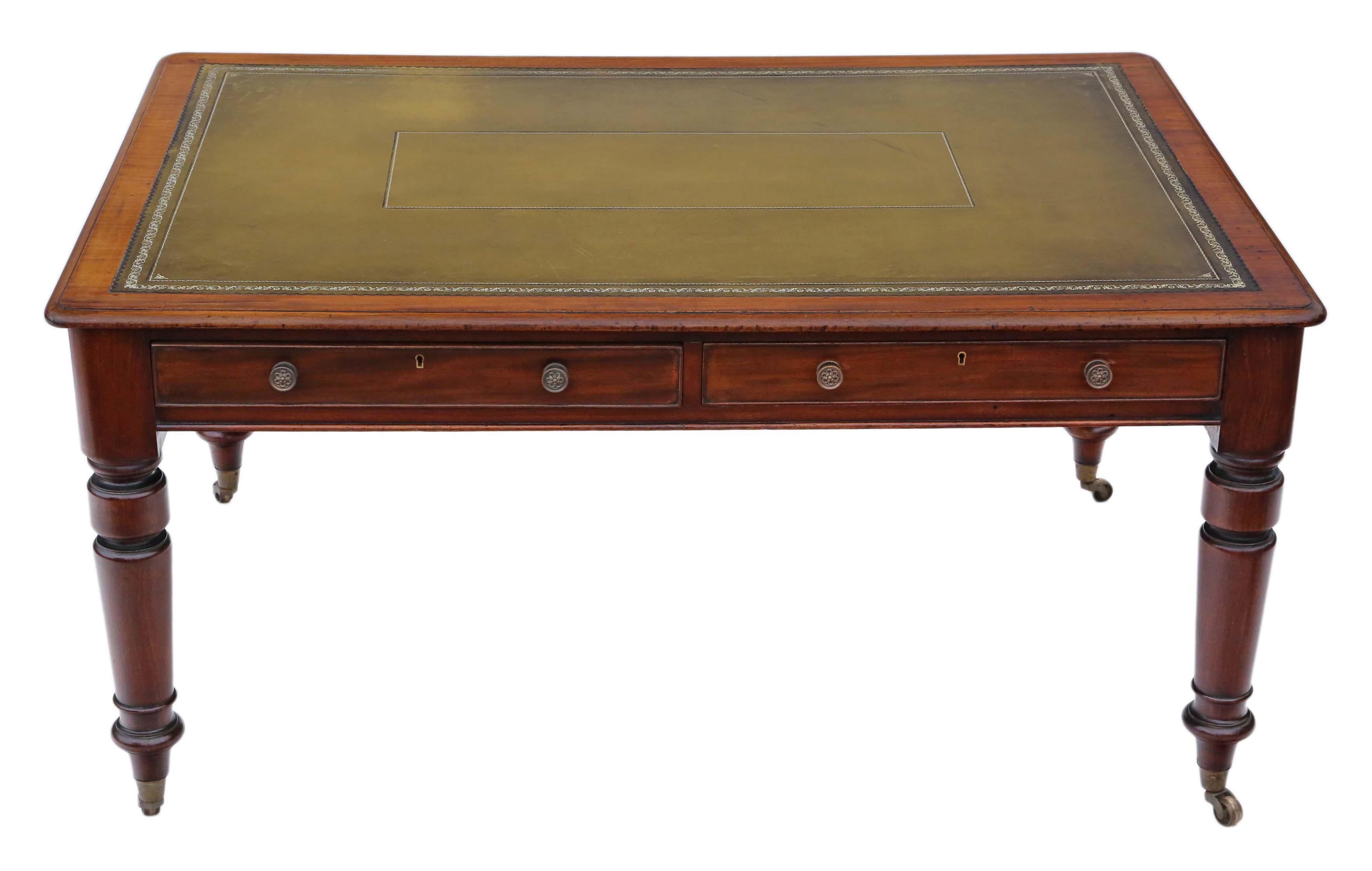 Antique Large Victorian 19th Century Mahogany Partners' Writing Desk Table 1