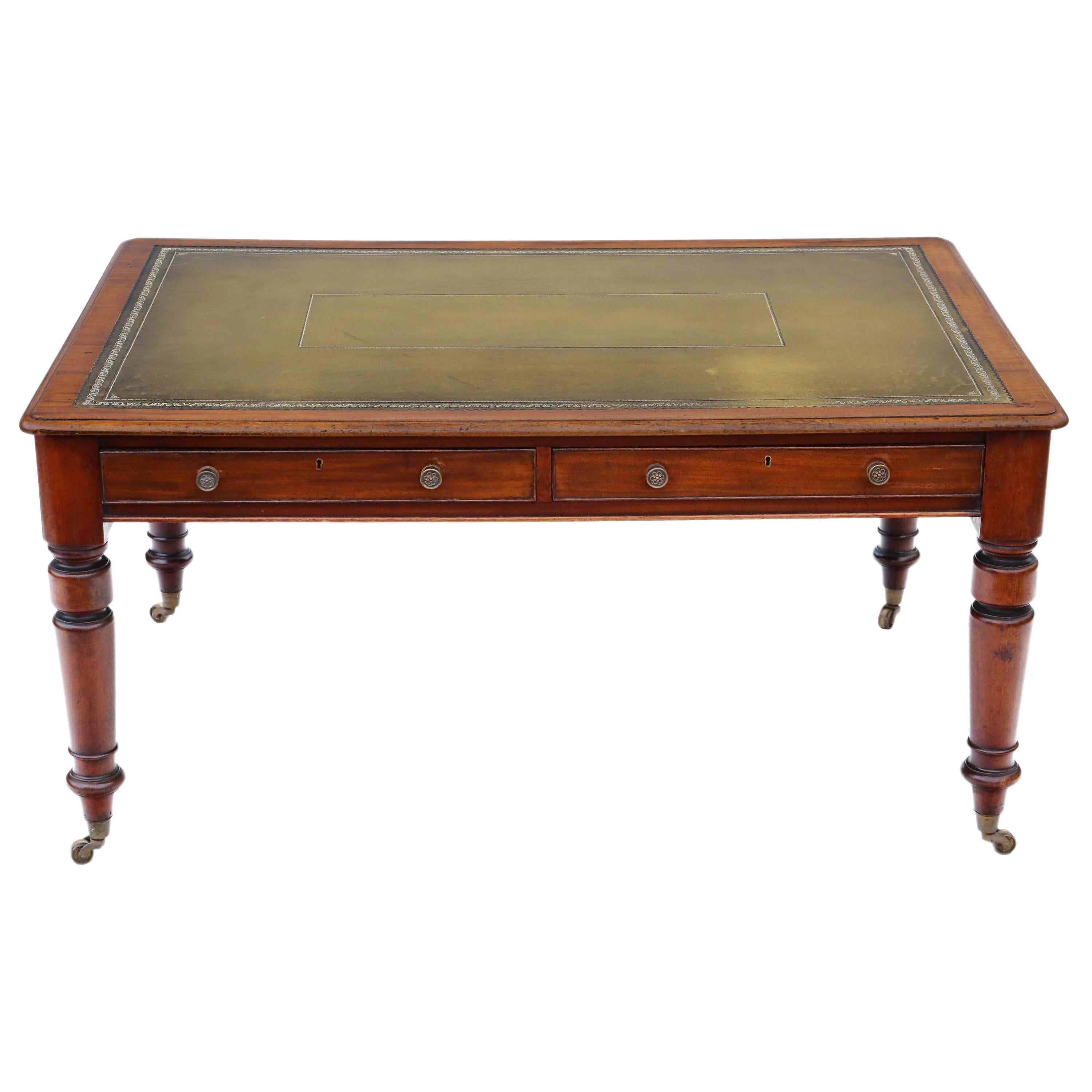 Antique Large Victorian 19th Century Mahogany Partners' Writing Desk Table